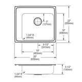 Elkay Lustertone Classic 25" Drop In/Topmount Stainless Steel ADA Classroom Sink, Lustrous Satin, 3 Faucet Holes, DRKAD252255L3