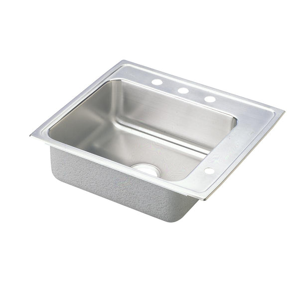 Elkay Lustertone Classic 25" Drop In/Topmount Stainless Steel ADA Classroom Sink, Lustrous Satin, 4 Faucet Holes, DRKADQ252265R4