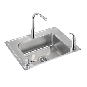Alternate Image for Elkay Lustertone Classic 28" Drop In/Topmount Stainless Steel ADA Classroom Sink Kit with Faucet, Lustrous Satin, 3 Faucet Holes, DRKAD282255LC