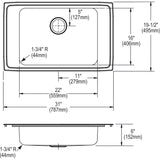 Elkay Lustertone Classic 31" Drop In/Topmount Stainless Steel ADA Classroom Sink, Lustrous Satin, FR4 Faucet Holes, DRKAD311960FR4