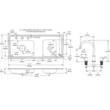 Elkay Lustertone Classic 37" Drop In/Topmount Stainless Steel ADA Classroom Sink Kit with Faucet, 60/40 Double Bowl, Lustrous Satin, 4 Faucet Holes, DRKAD371740RC