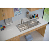 Elkay Lustertone Classic 37" Drop In/Topmount Stainless Steel ADA Classroom Sink, Double Bowl, Lustrous Satin, 4 Faucet Holes, DRKAD371760R4