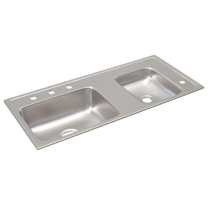 Alternate Image for Elkay Lustertone Classic 37" Drop In/Topmount Stainless Steel ADA Classroom Sink, Double Bowl, Lustrous Satin, 4 Faucet Holes, DRKAD371760R4