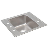 Elkay Lustertone Classic 22" Drop In/Topmount Stainless Steel Classroom Sink, Lustrous Satin, 4 Faucet Holes, DRKR22204