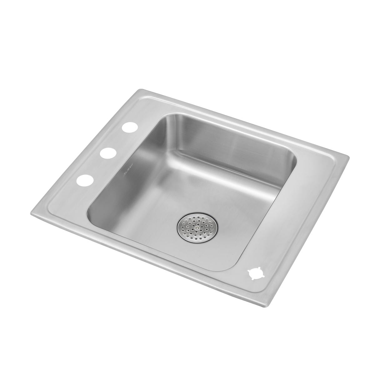 Elkay Lustertone Classic 22" Drop In/Topmount Stainless Steel Classroom Sink, Lustrous Satin, 2FRM Faucet Holes, DRKR2220PD2FRM
