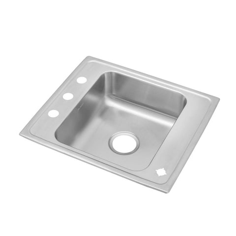 Elkay Lustertone Classic 22" Drop In/Topmount Stainless Steel Classroom Sink, Lustrous Satin, 2LM Faucet Holes, DRKR22202LM