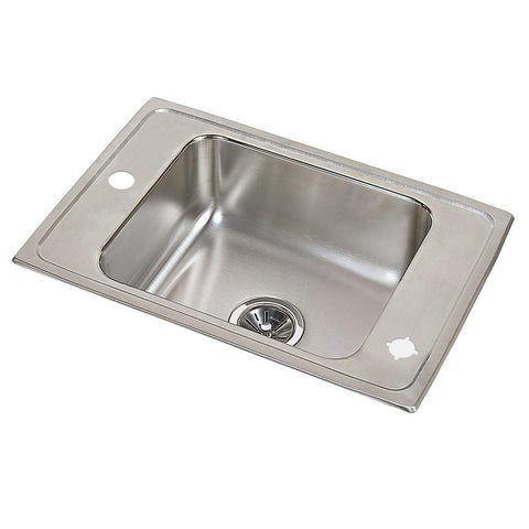 Elkay Lustertone Classic 25" Drop In/Topmount Stainless Steel Classroom Sink, Lustrous Satin, 2LM Faucet Holes, DRKR25172LM