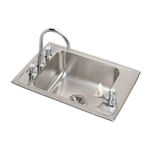 Alternate Image for Elkay Lustertone Classic 25" Drop In/Topmount Stainless Steel Classroom Sink Kit with Faucet, Lustrous Satin, 4 Faucet Holes, DRKR2517C