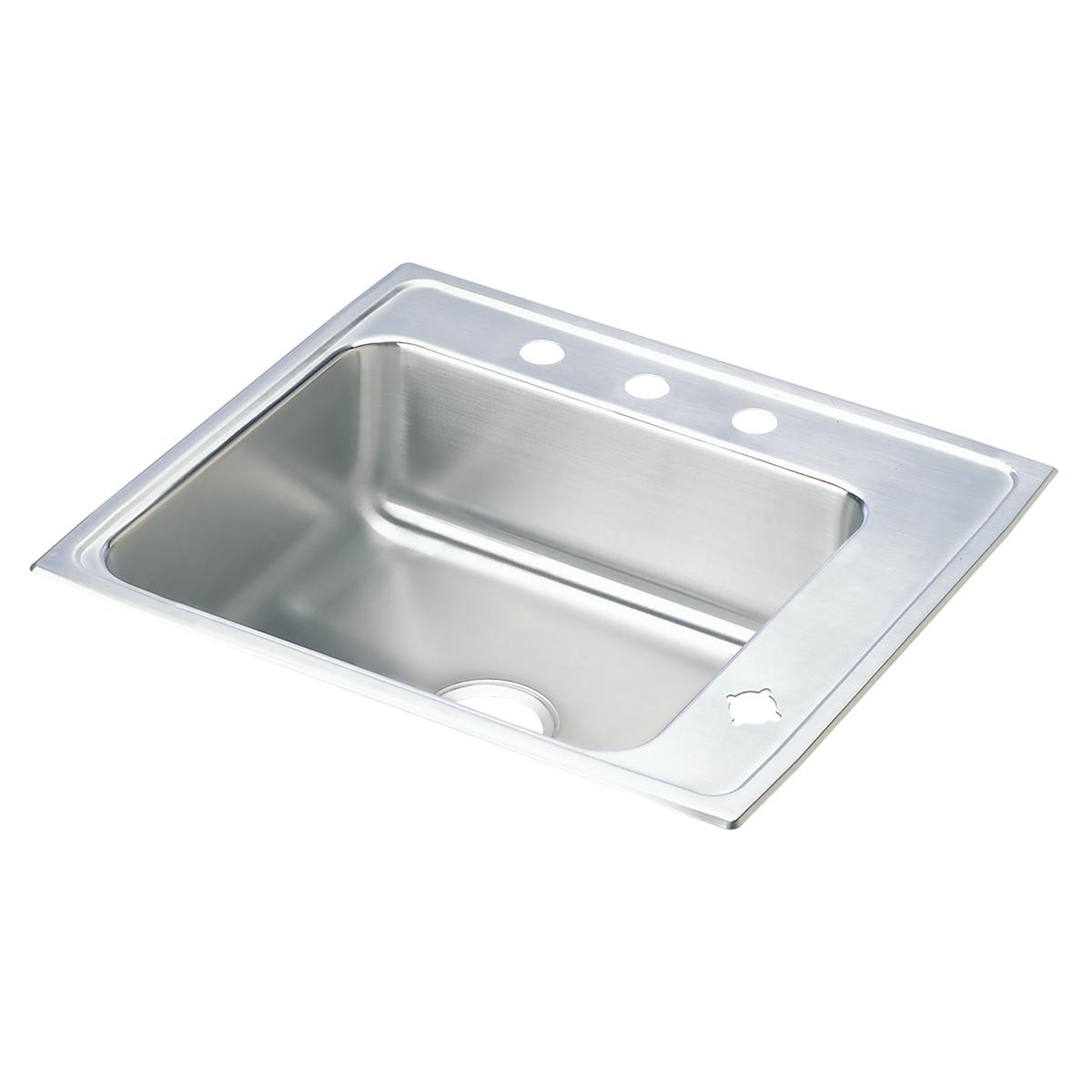 Elkay Lustertone Classic 25" Drop In/Topmount Stainless Steel Classroom Sink, Lustrous Satin, 4 Faucet Holes, DRKR2522R4