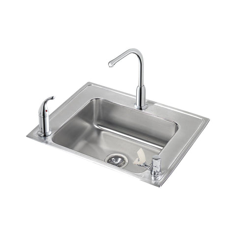 Elkay Lustertone Classic 28" Drop In/Topmount Stainless Steel ADA Classroom Sink Kit with Faucet, Lustrous Satin, 3 Faucet Holes, DRKAD282260RC