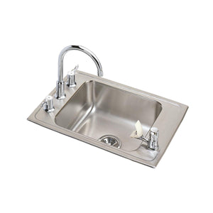 Alternate Image for Elkay Lustertone Classic 31" Drop In/Topmount Stainless Steel Classroom Sink Kit with Faucet, Lustrous Satin, 4 Faucet Holes, DRKR3119C