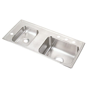 Alternate Image for Elkay Lustertone Classic 37" Drop In/Topmount Stainless Steel ADA Classroom Sink, Double Bowl, Lustrous Satin, 4 Faucet Holes, DRKAD371760L4