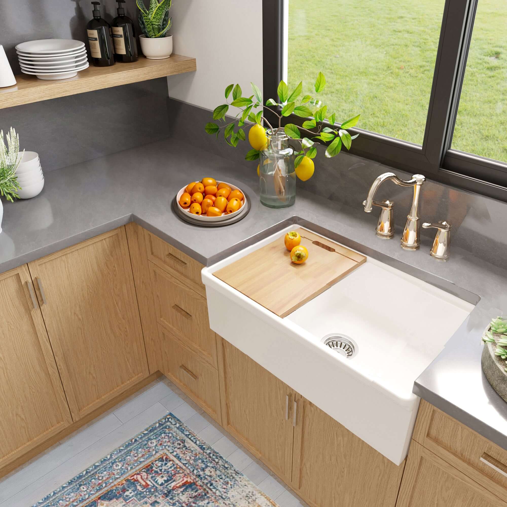 Nantucket Sinks Cape 30" Fireclay Workstation Farmhouse Sink, White, Dennis30SG