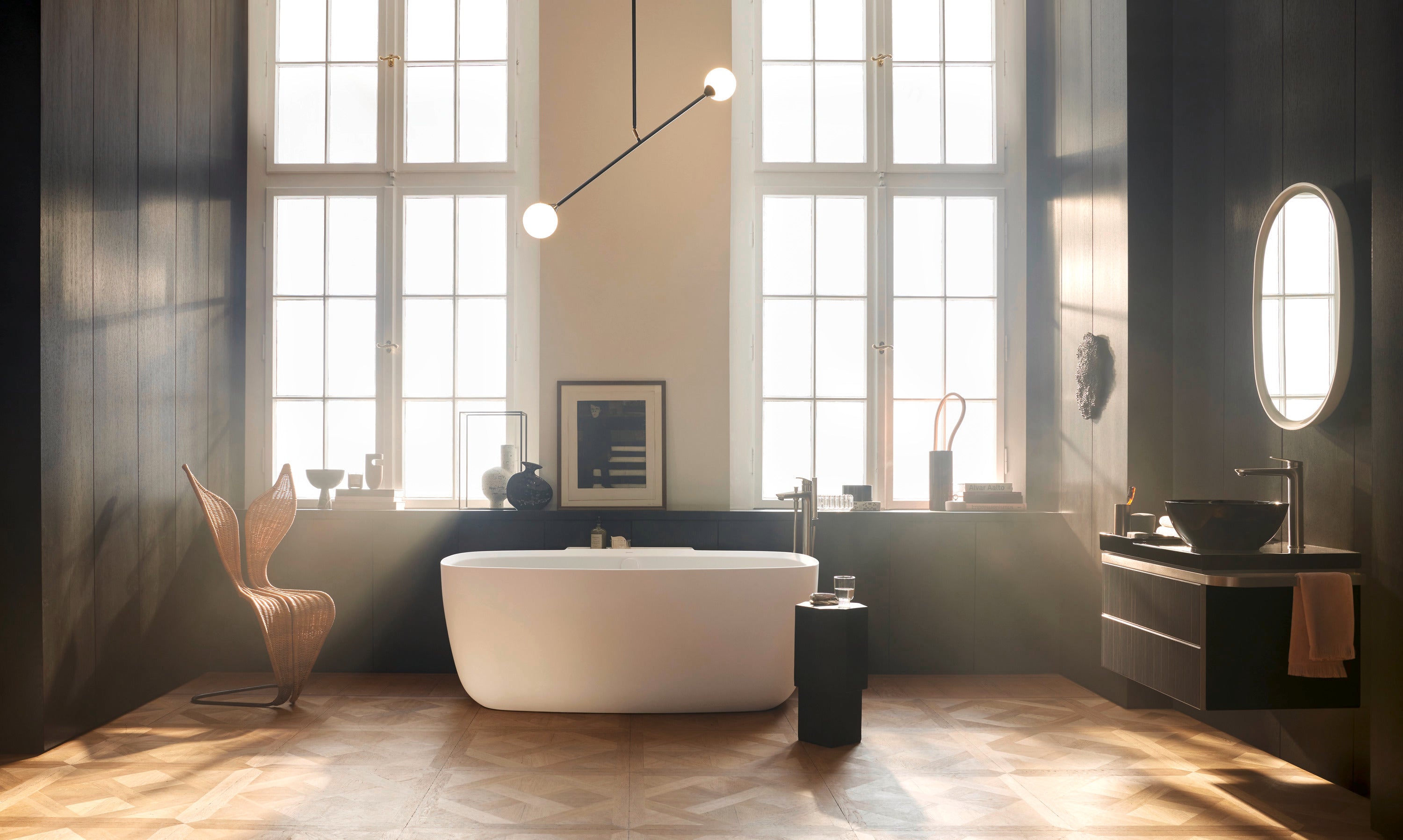 Aurena 38 3/4" Wall Mount Two Drawer Single Vanity Cabinet in Embossed Ebony, Sink Sold Separately