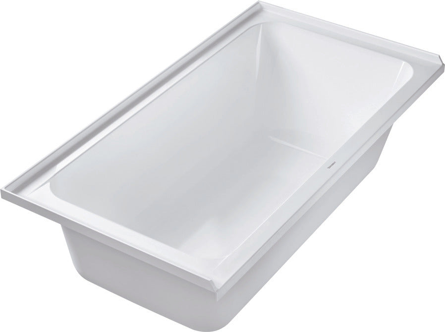 D-Code 60" x 32" Rectangular Drop In Bathtub in White Acrylic with Left Drain, Drain Sold Separately