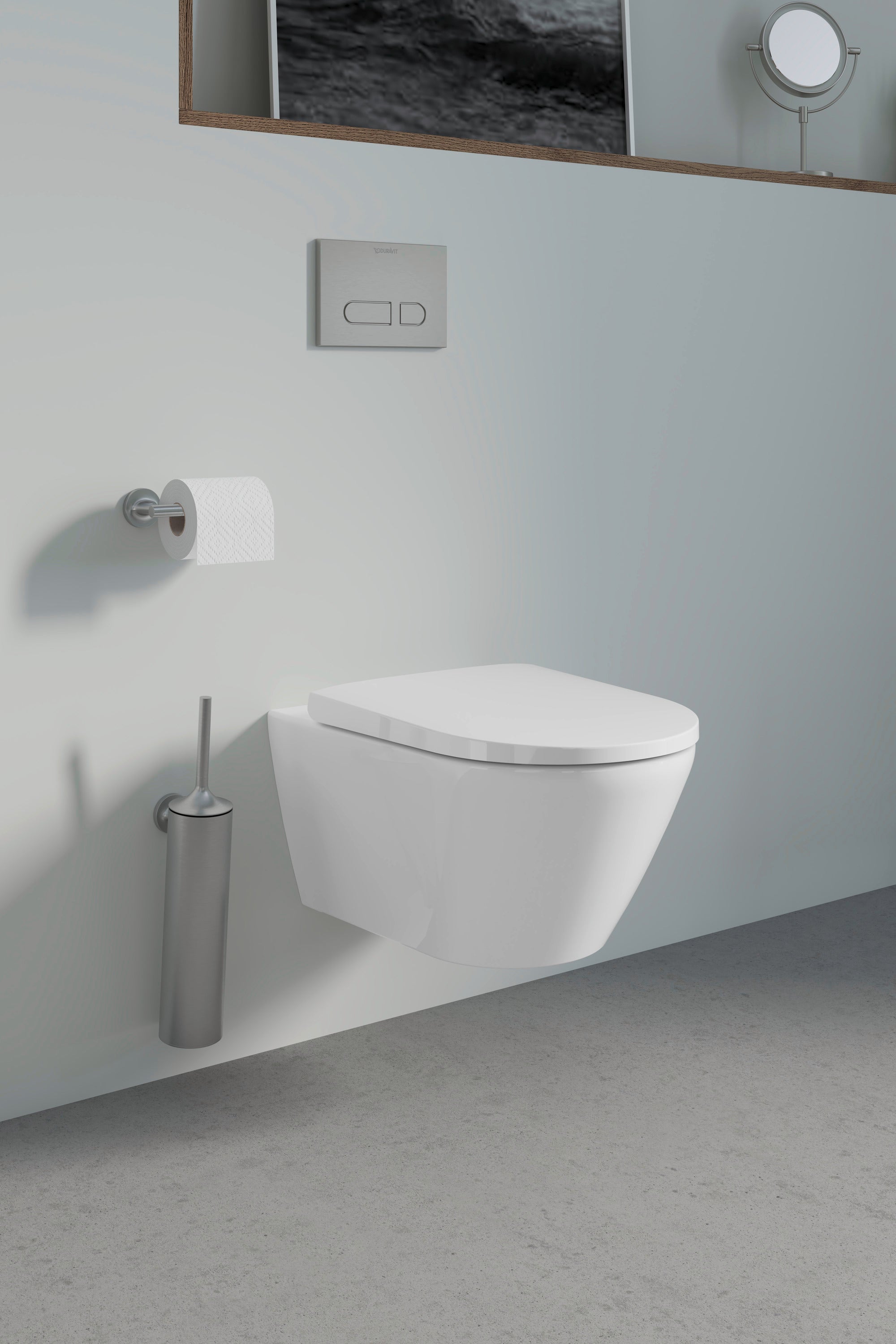 D-Neo 1.28/0.8 GPF Dual Flush Rimless ADA Compliant Round Wall Mounted Toilet in White