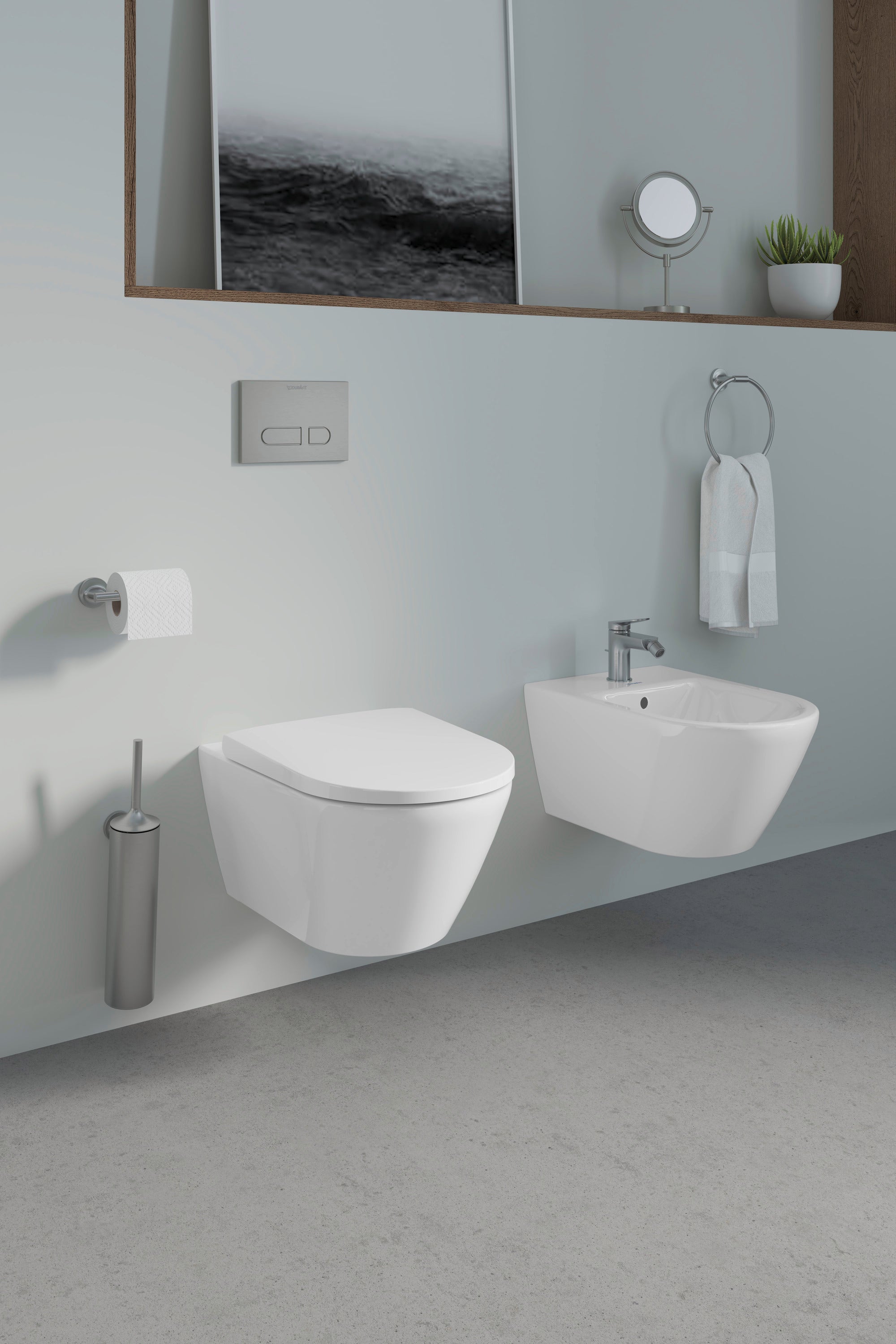 D-Neo 1.28/0.8 GPF Dual Flush Rimless ADA Compliant Round Wall Mounted Toilet in White