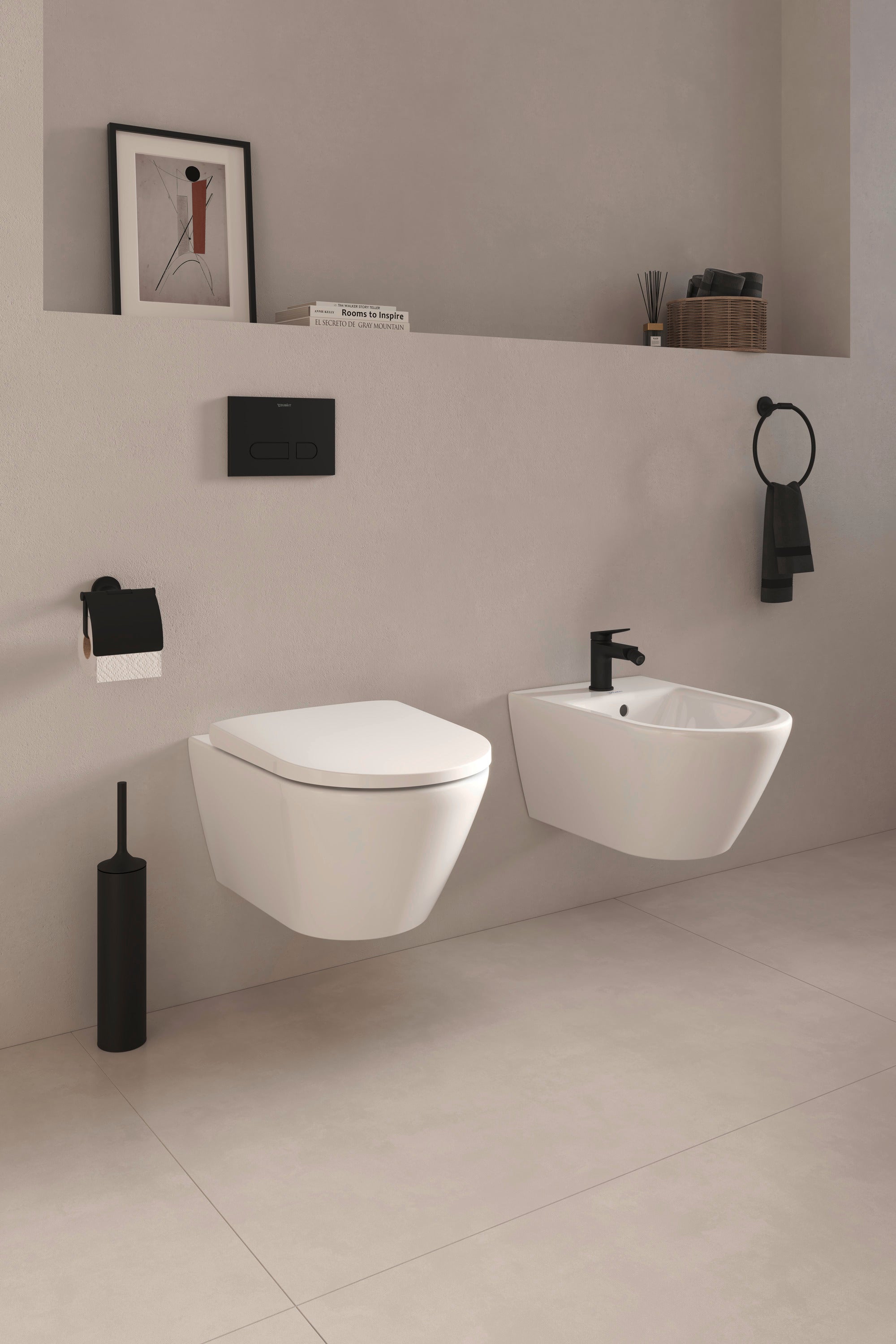 D-Neo 1.28/0.8 GPF Dual Flush Rimless ADA Compliant Round Wall Mounted Toilet in White