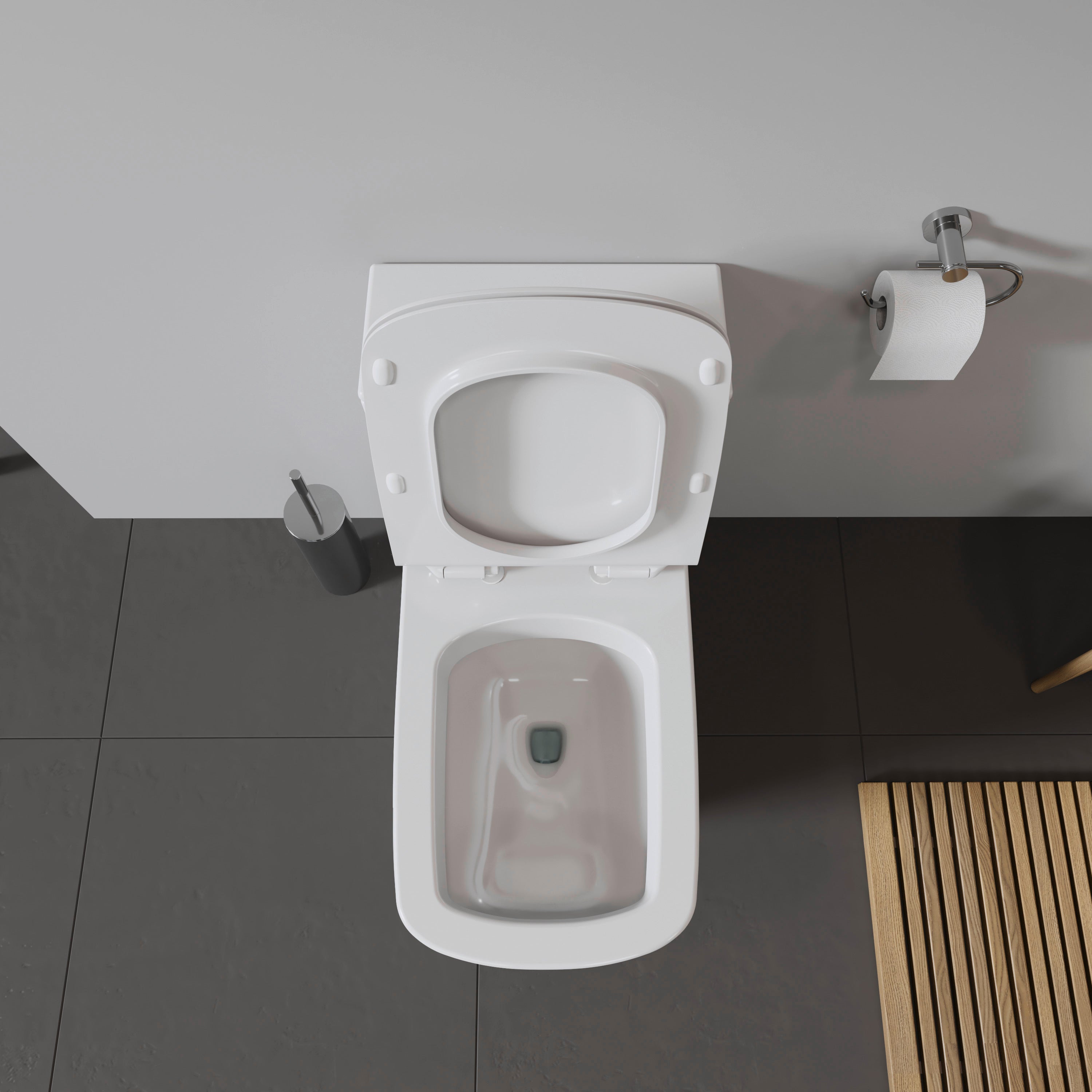DuraStyle 1.32/0.92 GPF Dual Flush Elongated One Piece Toilet in White, Top Push Button Flush - Seat Sold Separately