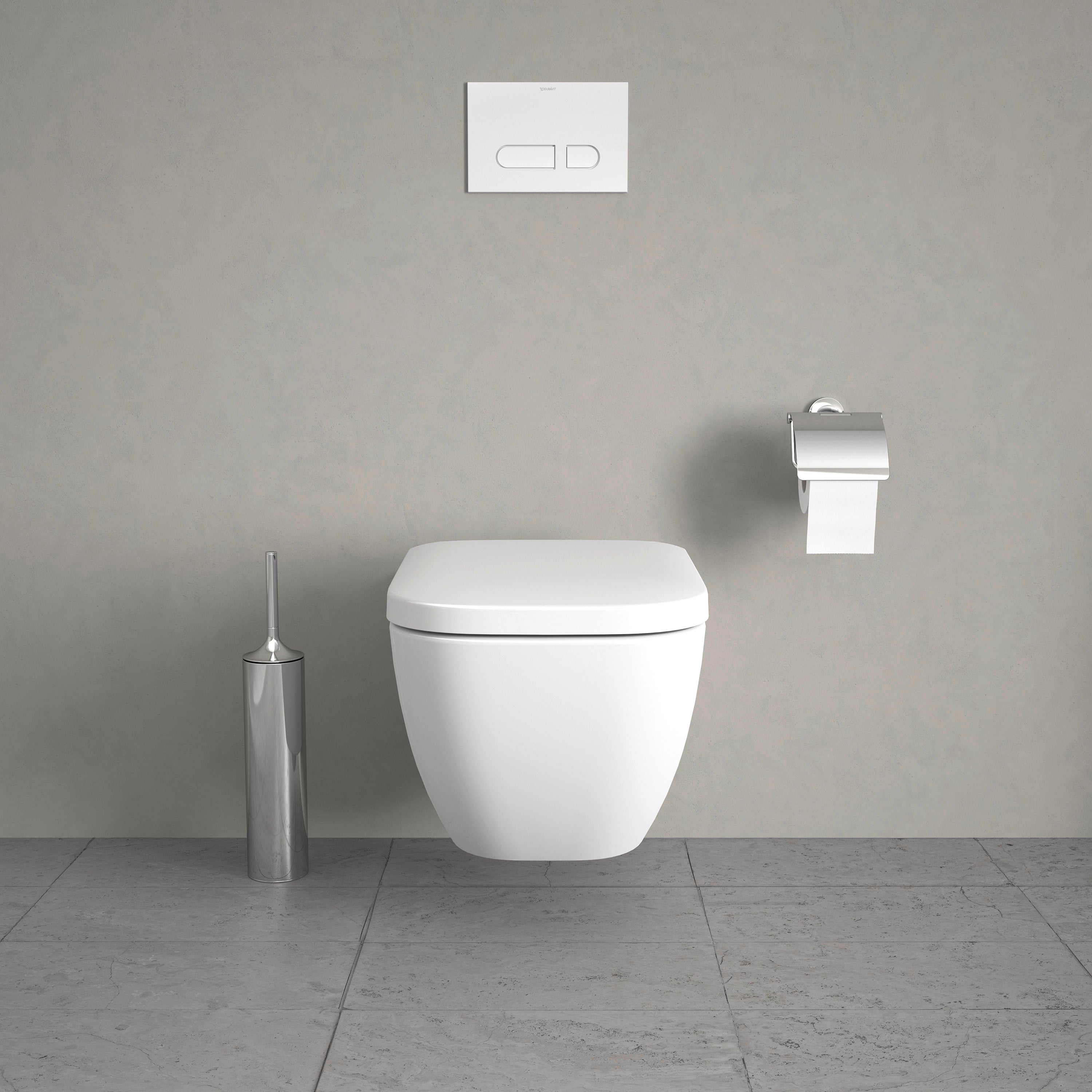 Happy D.2 1.6/0.8 GPF Dual Flush Rimless ADA Compliant Compact Elongated Wall Mounted Toilet in White - Seat, Actuator, and In-Wall Tank and Carrier Sold Separately