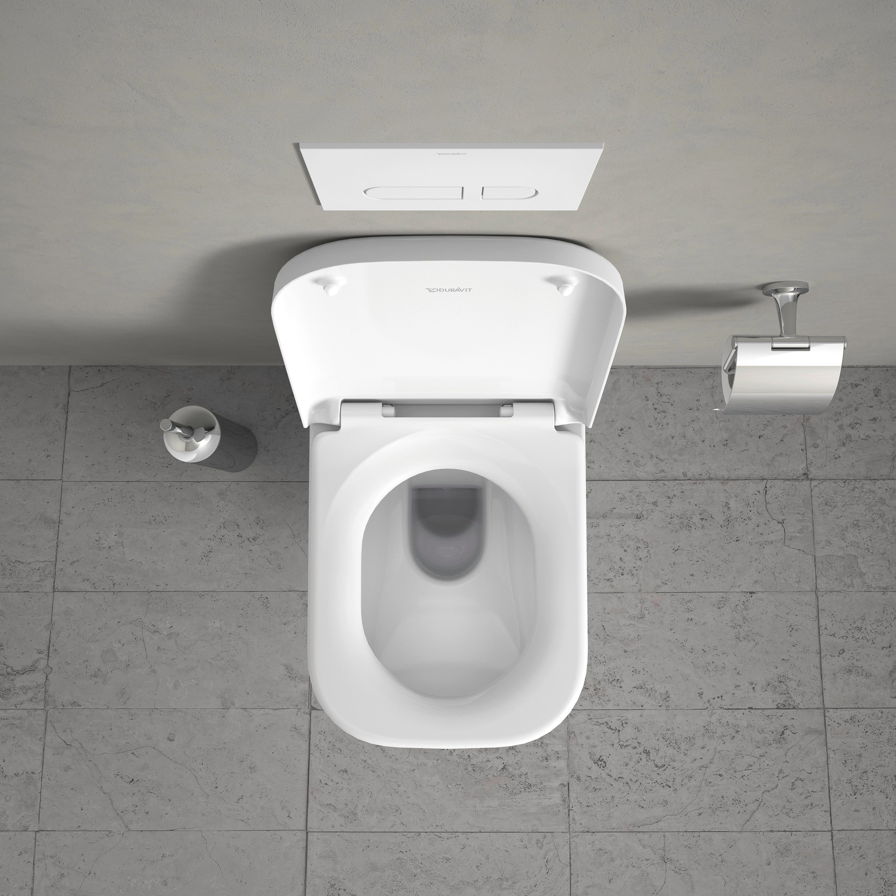 Happy D.2 1.6/0.8 GPF Dual Flush Rimless ADA Compliant Compact Elongated Wall Mounted Toilet in White - Seat, Actuator, and In-Wall Tank and Carrier Sold Separately