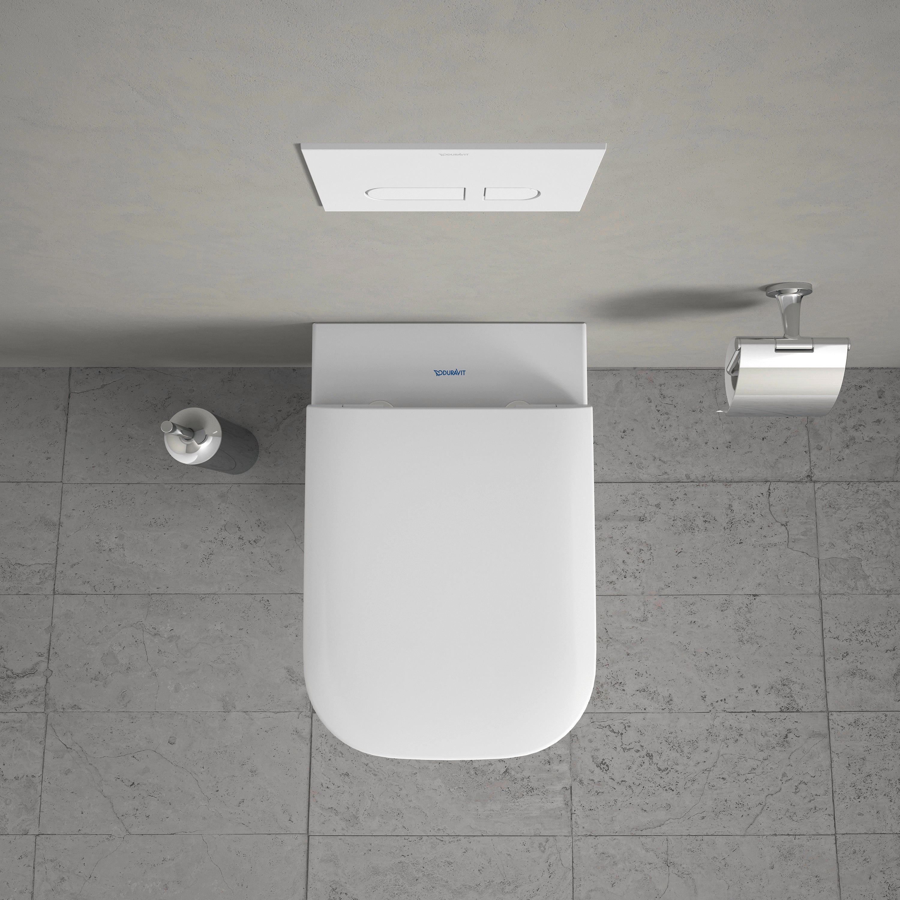 Happy D.2 1.6/0.8 GPF Dual Flush Rimless ADA Compliant Compact Elongated Wall Mounted Toilet in White - Seat, Actuator, and In-Wall Tank and Carrier Sold Separately