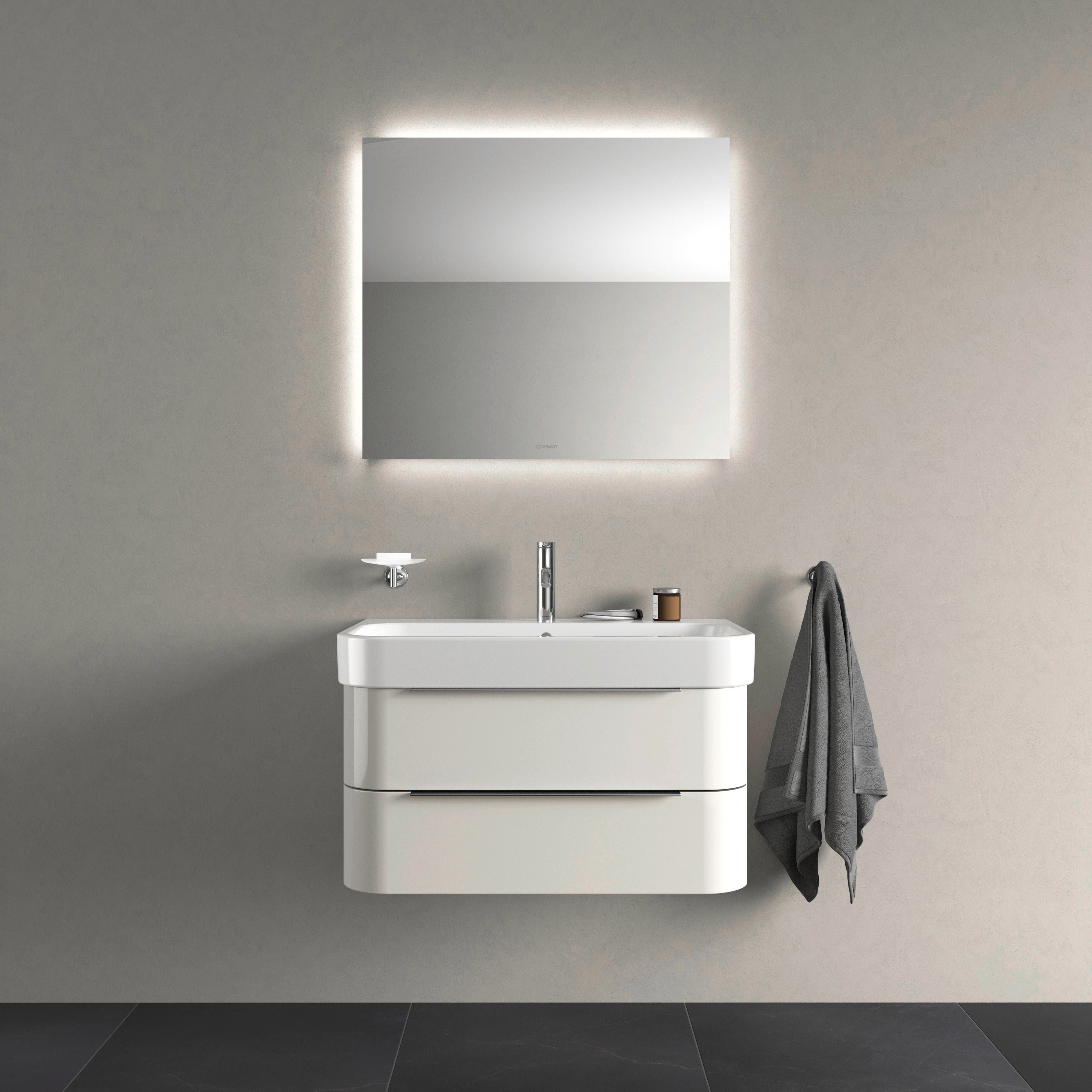 Happy D.2 31 1/2" Rectangular Wall Mounted Sink in White with Single Faucet Hole and with Overflow