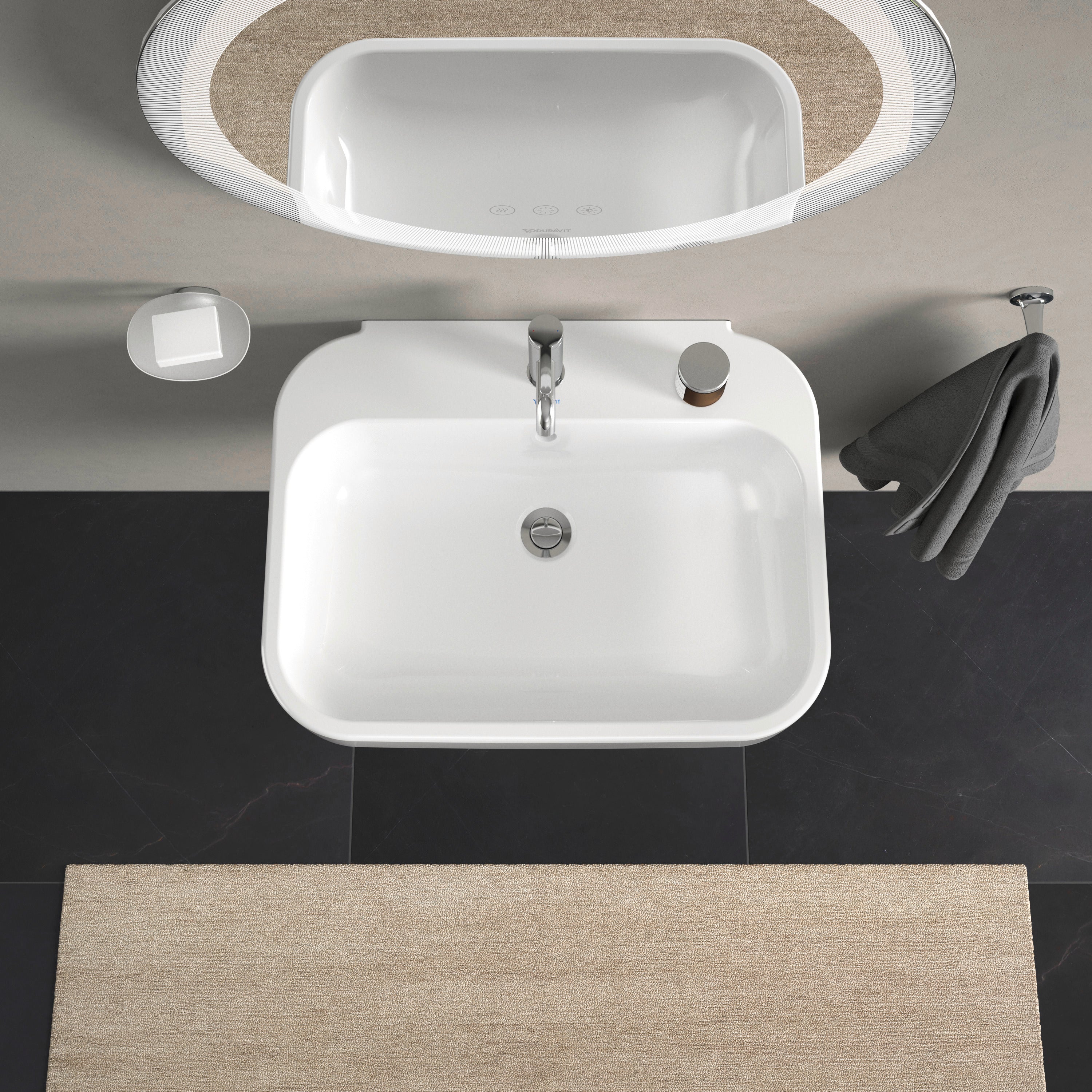 Happy D.2 25 5/8" Rectangular Wall Mounted Sink in White with Single Faucet Hole and with Overflow