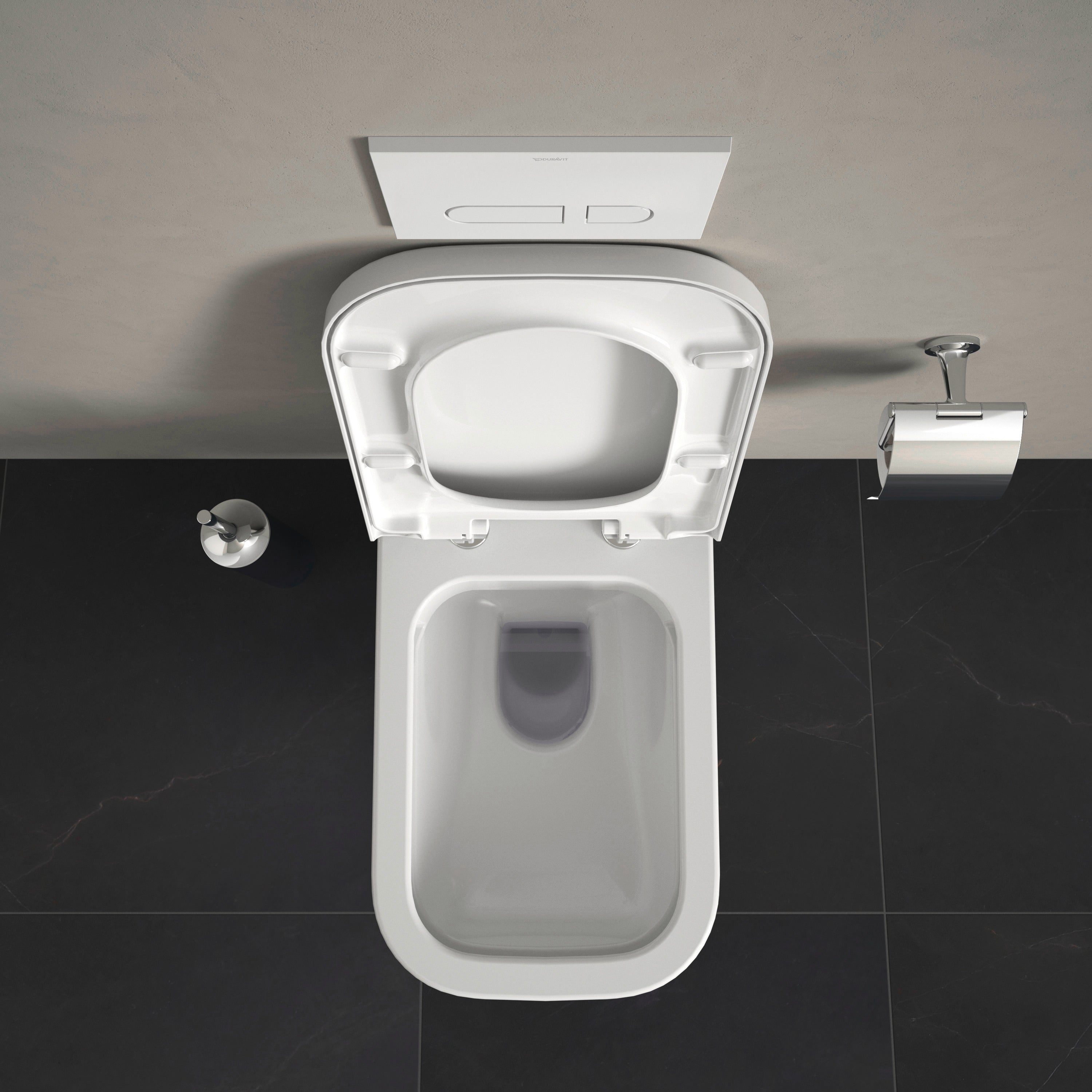 Happy D.2 1.6/0.8 GPF Dual Flush Rimless ADA Compliant Elongated Wall Mounted Toilet in White - Seat, Actuator, and In-Wall Tank and Carrier Sold Separately