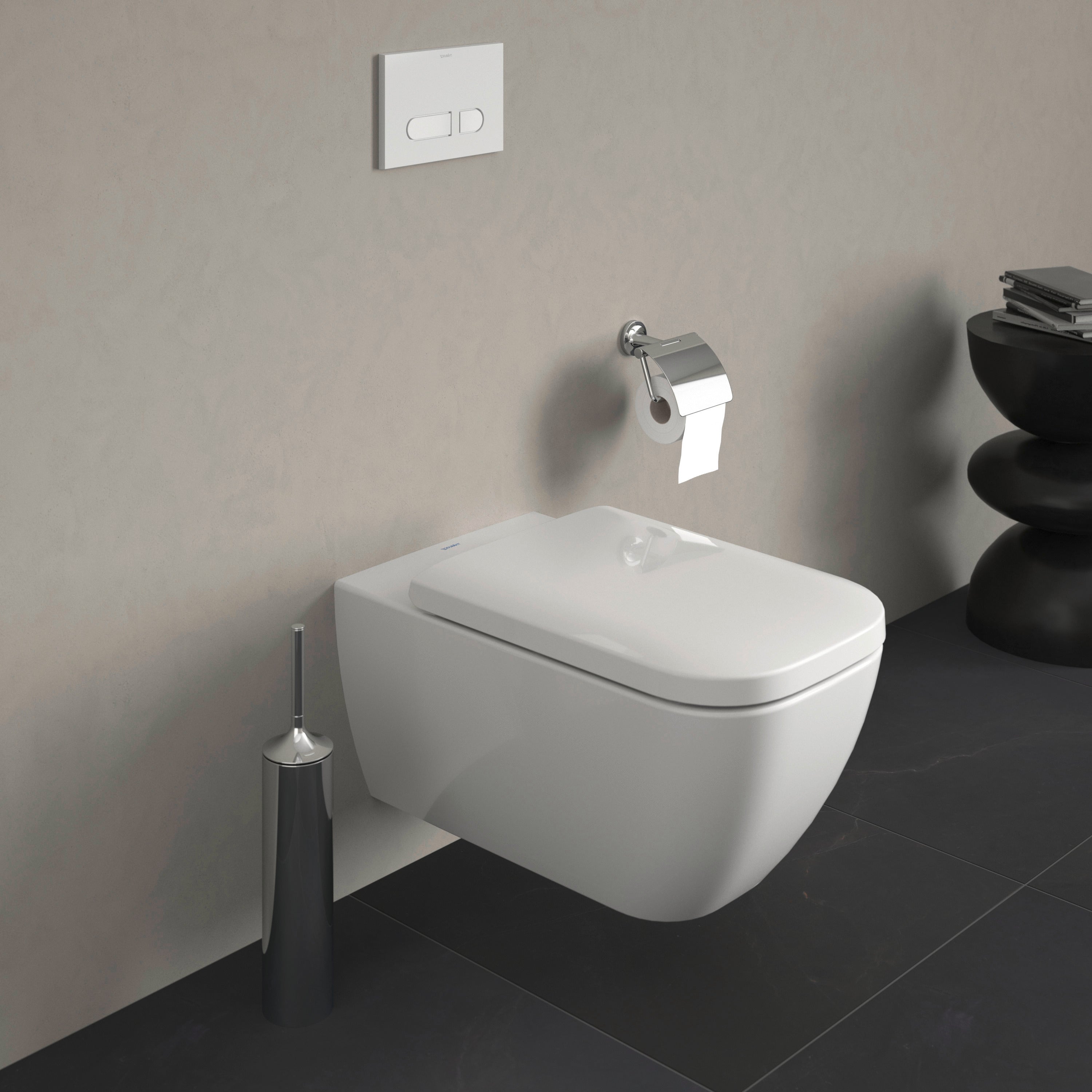 Happy D.2 1.6/0.8 GPF Dual Flush Rimless ADA Compliant Elongated Wall Mounted Toilet in White - Seat, Actuator, and In-Wall Tank and Carrier Sold Separately