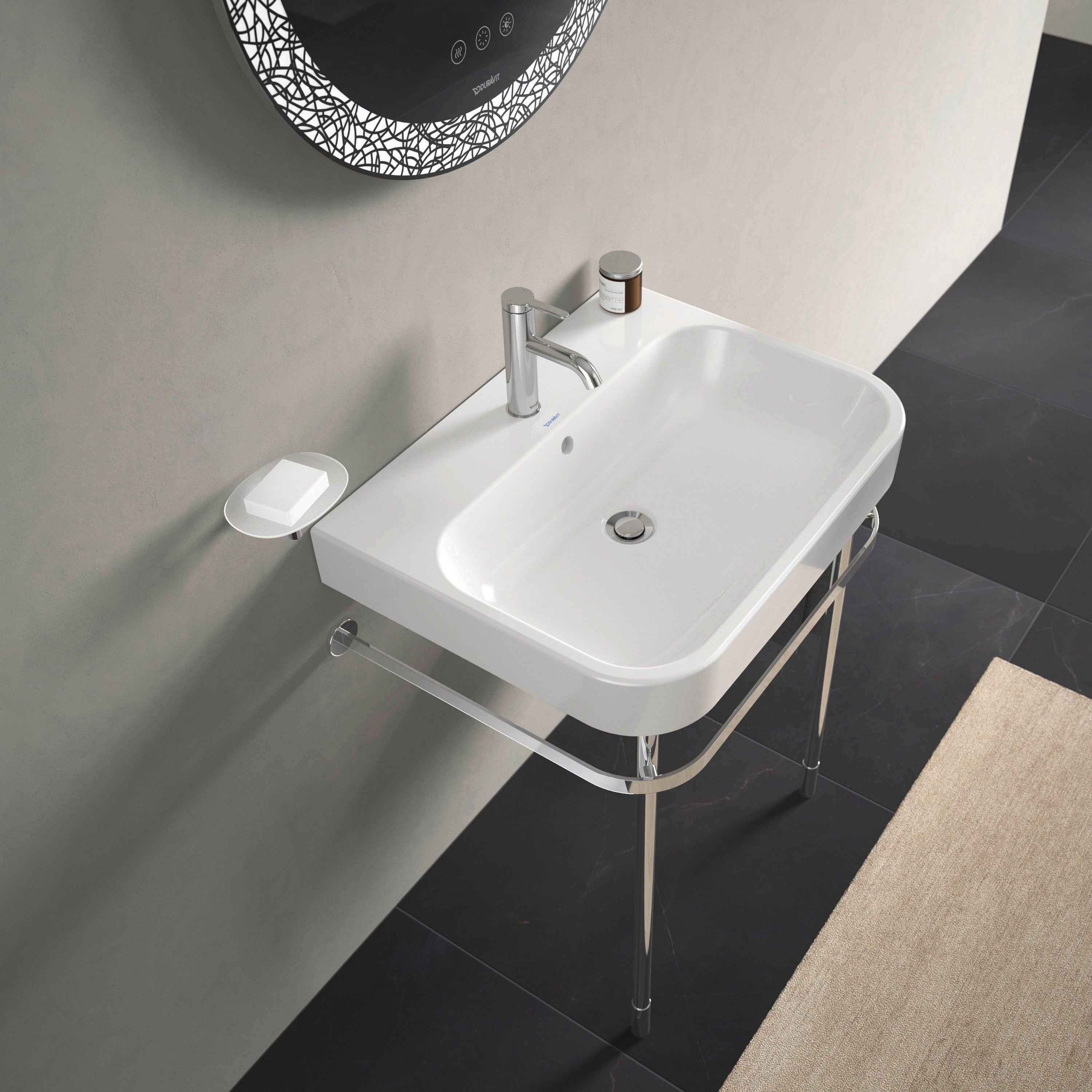 Happy D.2 25 5/8" Rectangular Wall Mounted Sink in White with Single Faucet Hole and with Overflow