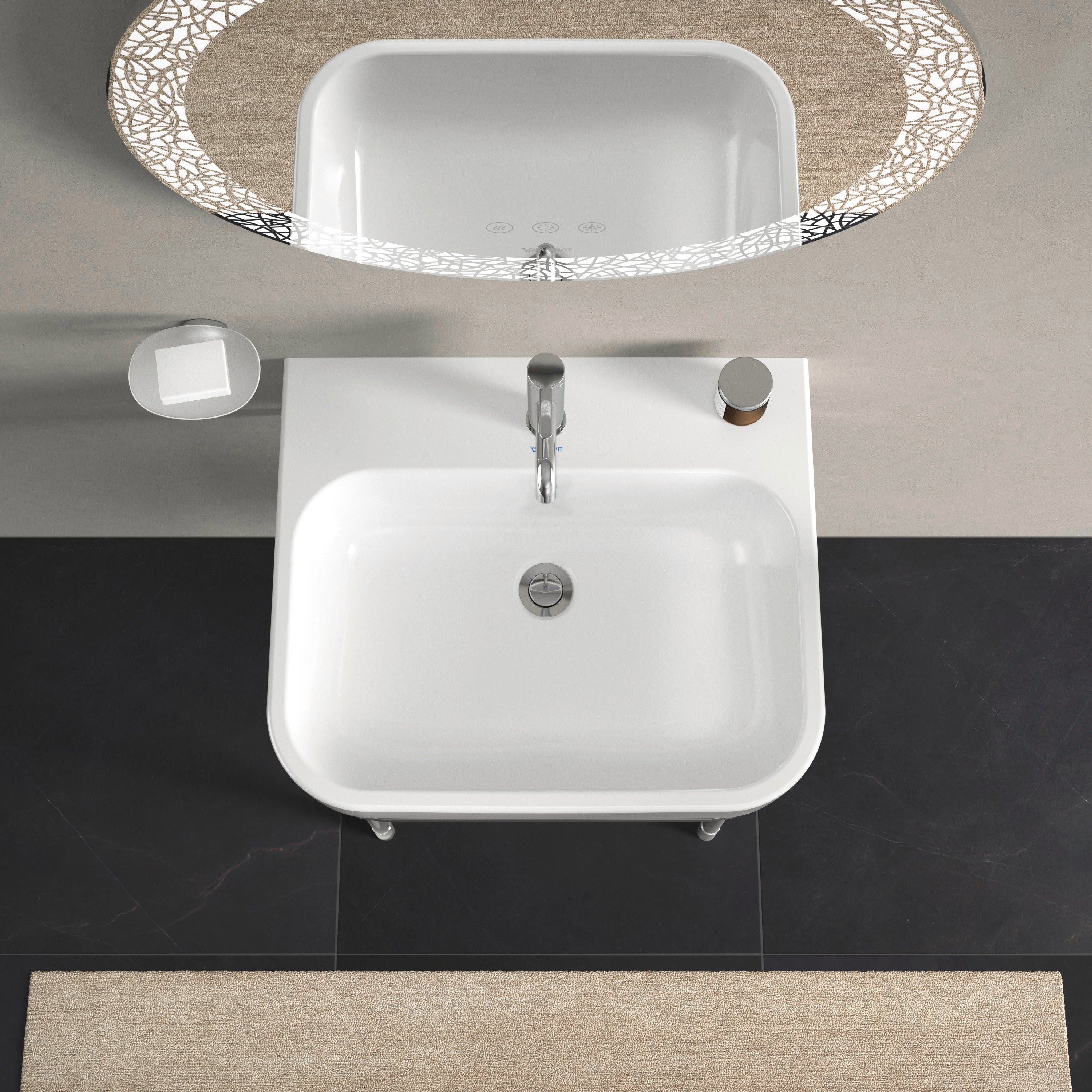 Happy D.2 23 5/8" Rectangular Wall Mounted Sink in White with Single Faucet Hole and with Overflow