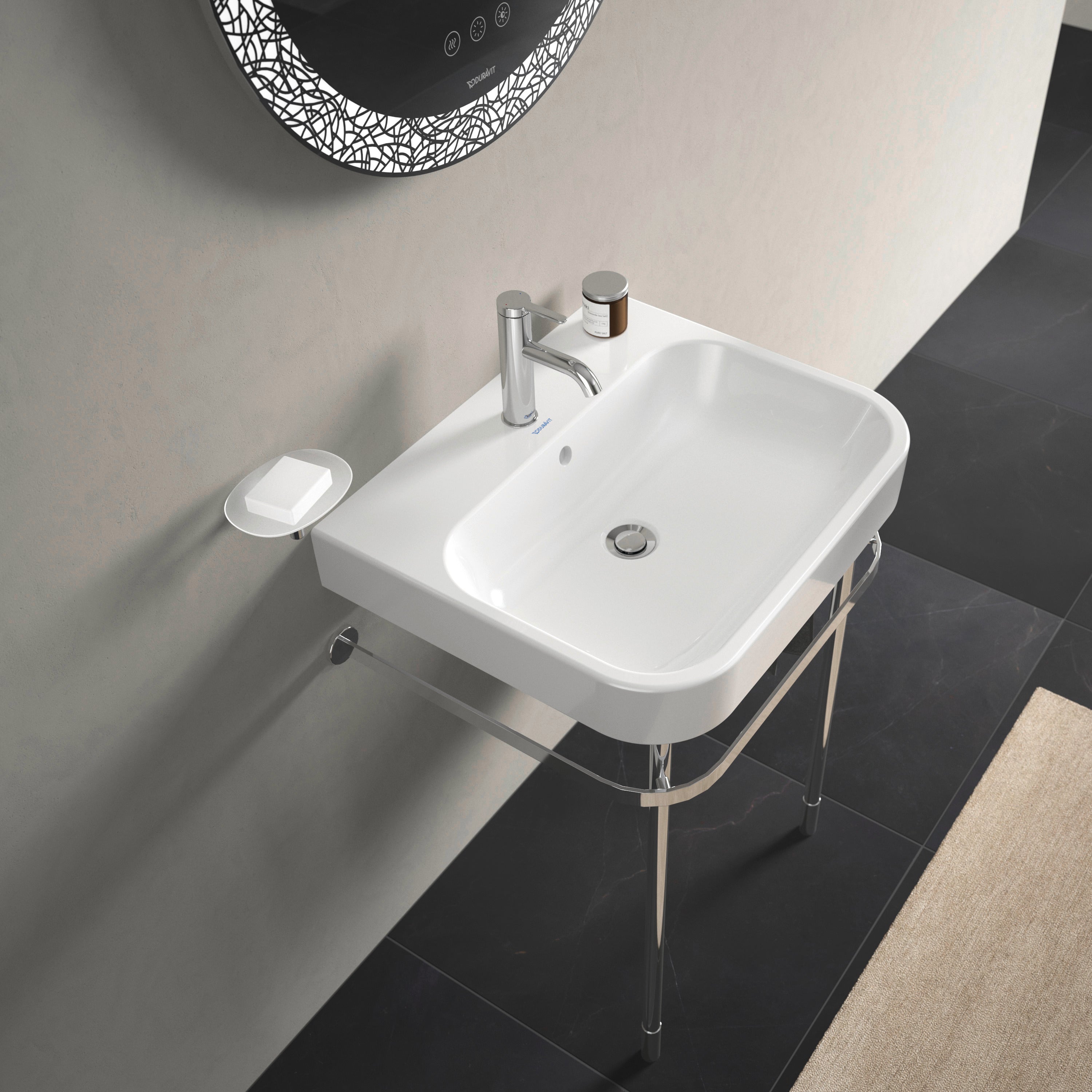 Happy D.2 23 5/8" Rectangular Wall Mounted Sink in White with Single Faucet Hole and with Overflow