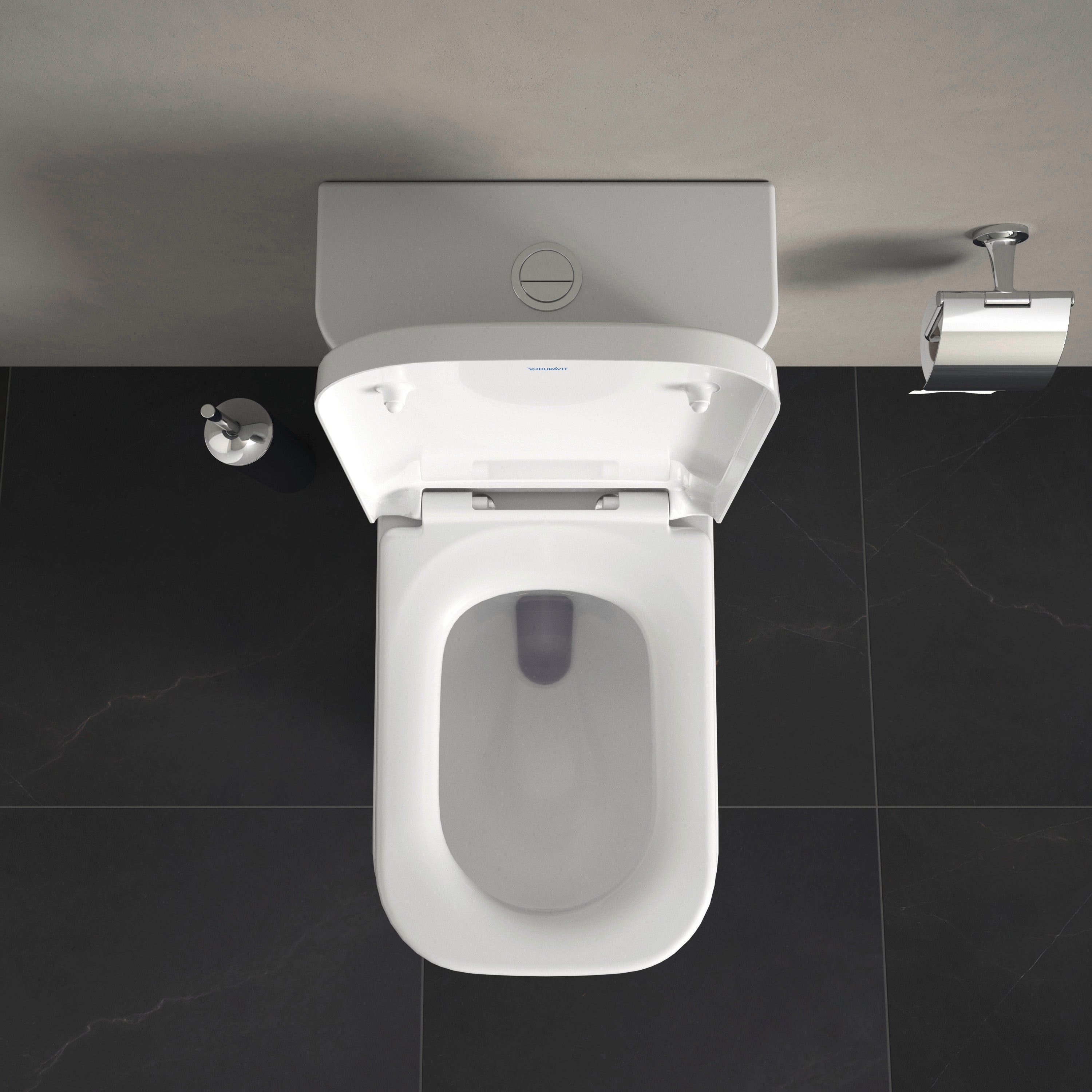 Happy D.2 1.32/0.92 GPF Dual Flush Elongated One Piece Toilet in White, Top Push Button Flush - Seat Included