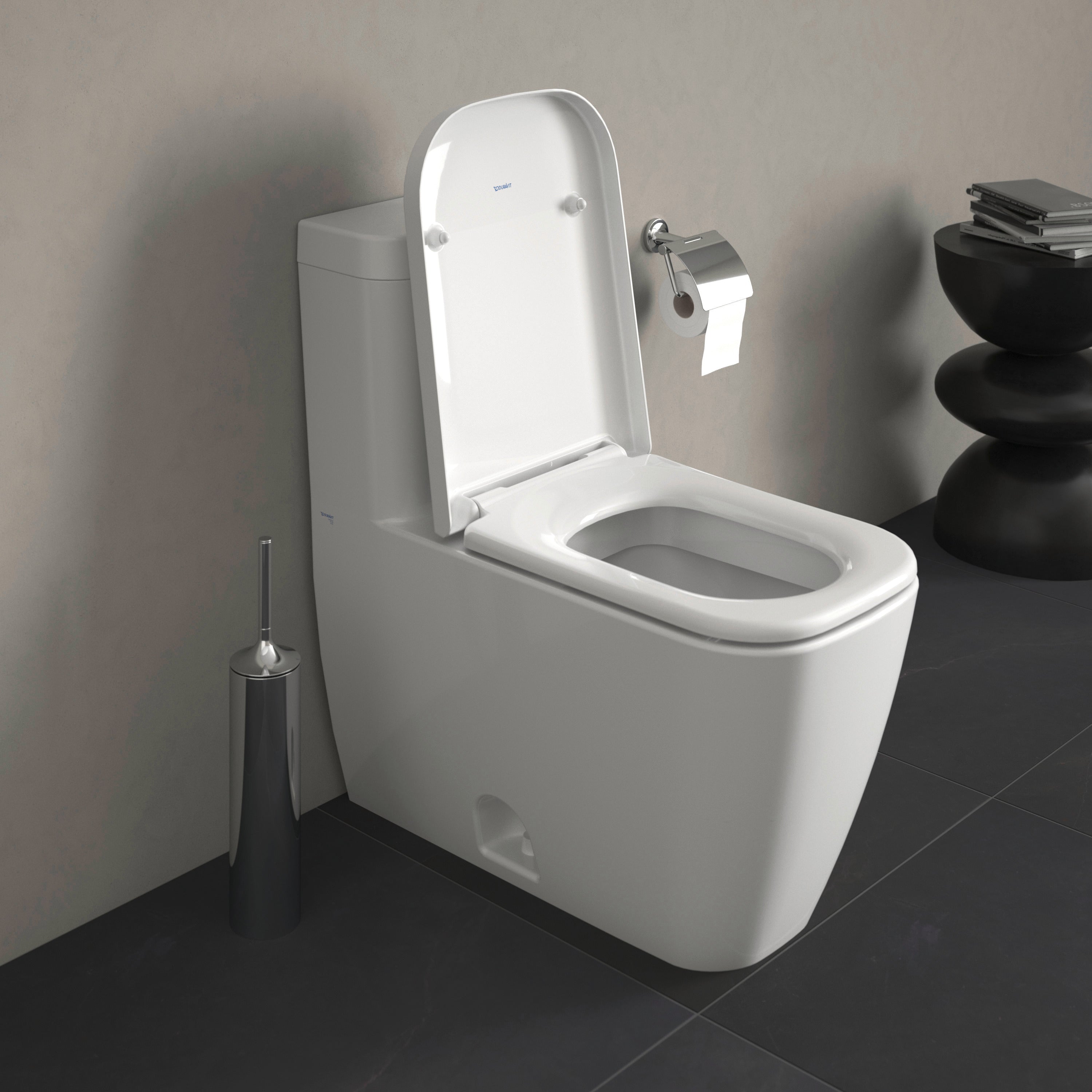 Happy D.2 1.32/0.92 GPF Dual Flush Elongated One Piece Toilet in White, Top Push Button Flush - Seat Sold Separately