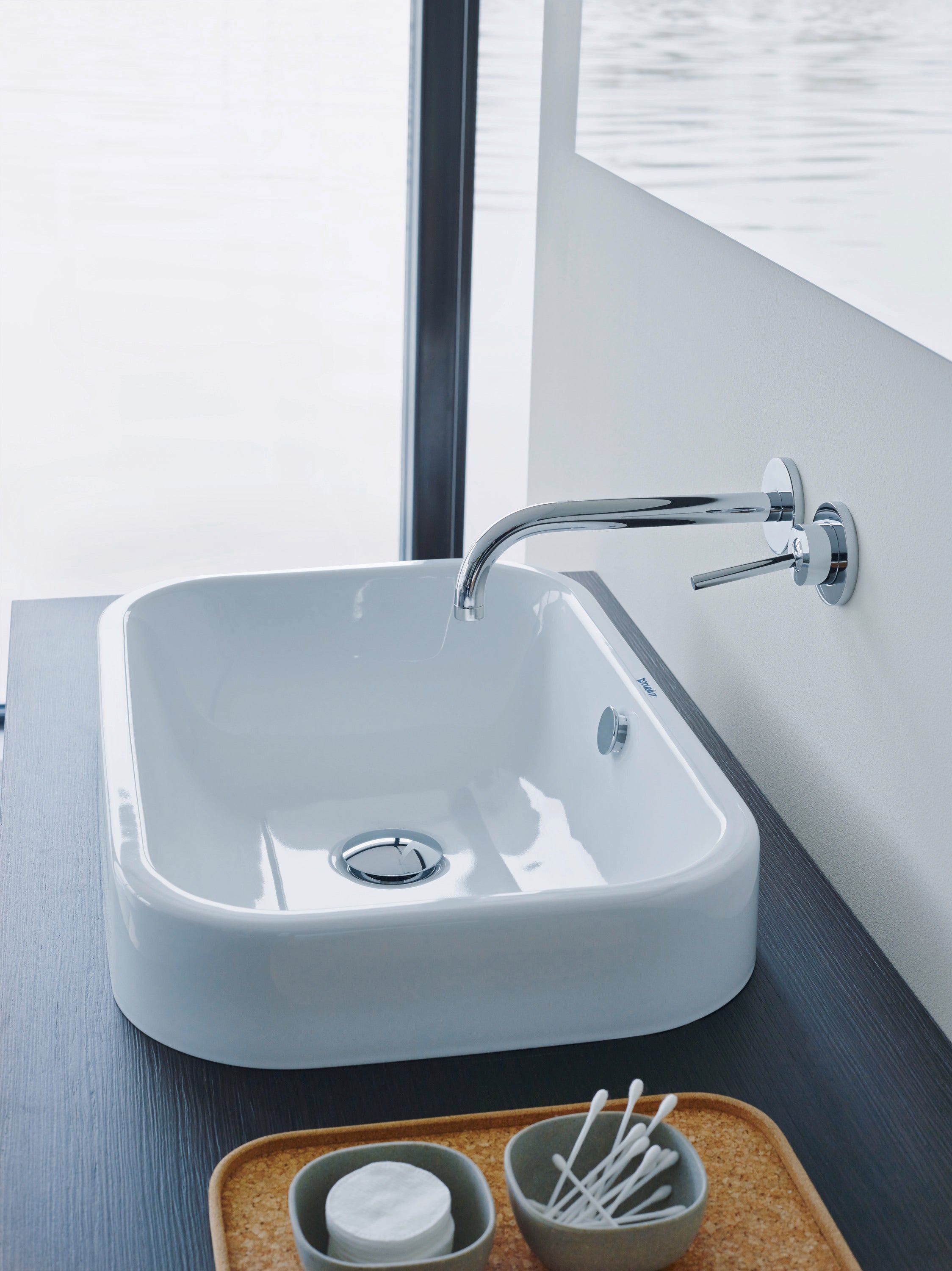 Happy D.2 23 5/8" Rectangular Vessel Sink in White with Overflow