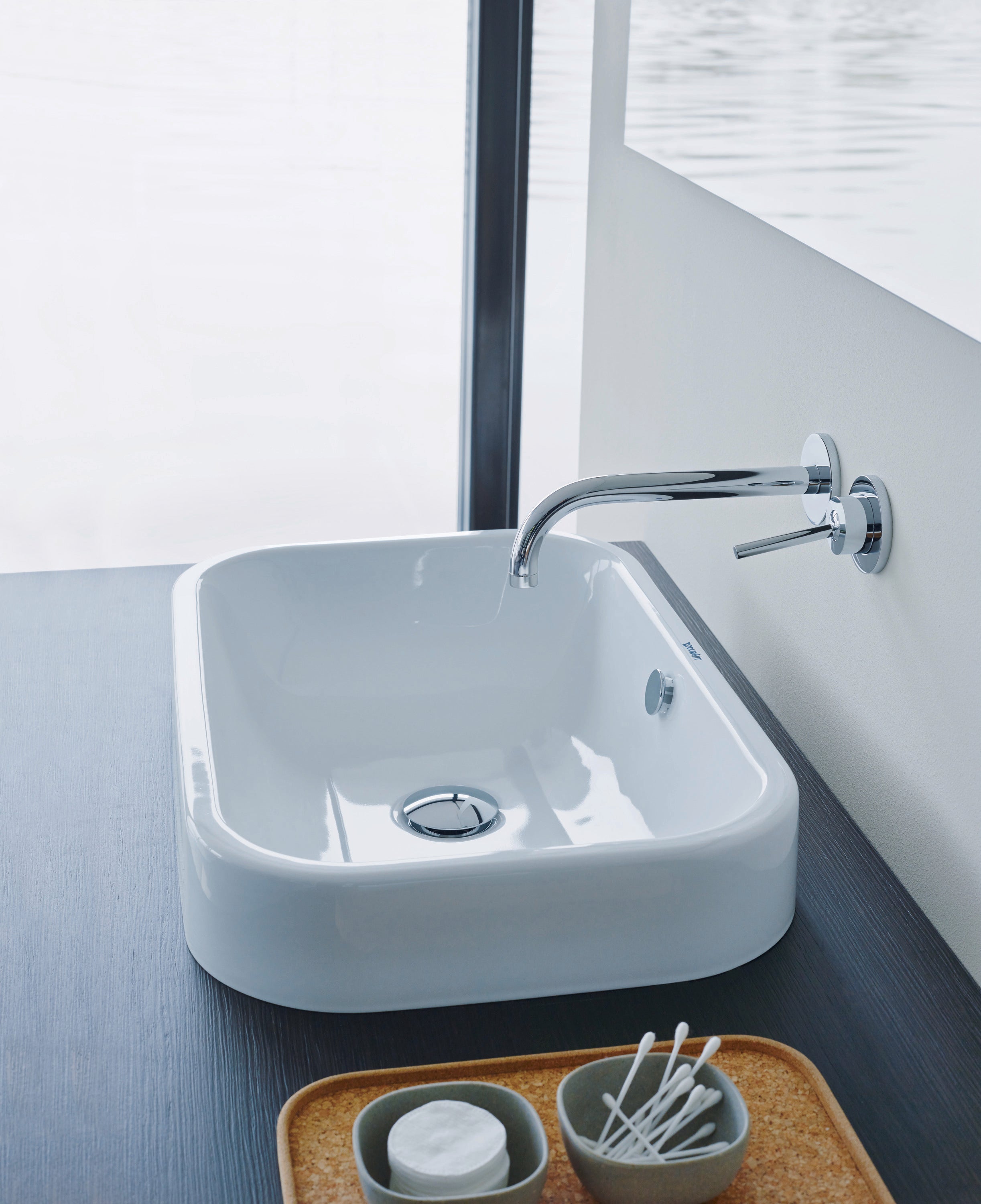 Happy D.2 23 5/8" Rectangular Vessel Sink in White with Overflow