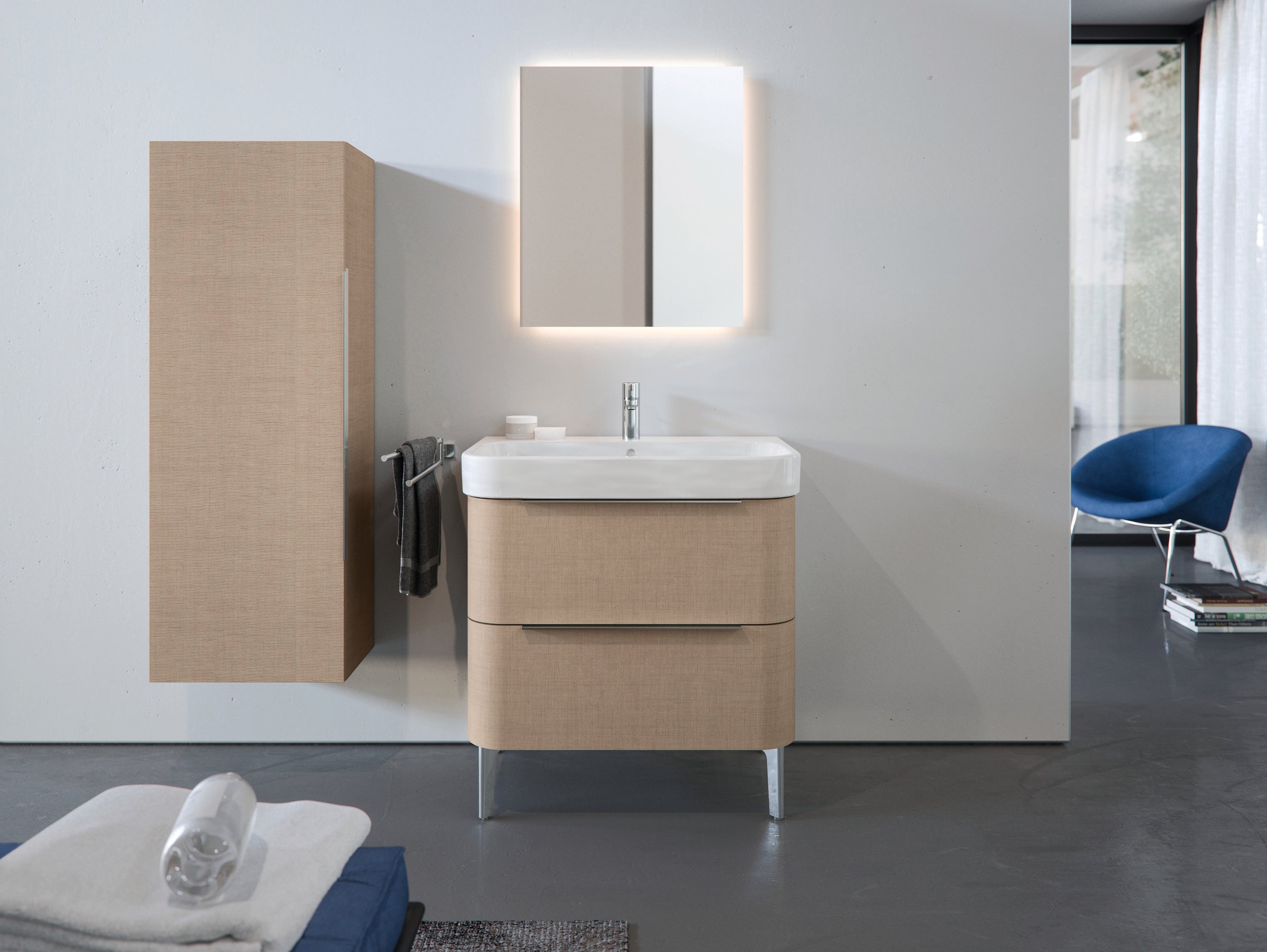 Happy D.2 25 5/8" Rectangular Wall Mounted Sink in White with Single Faucet Hole and with Overflow