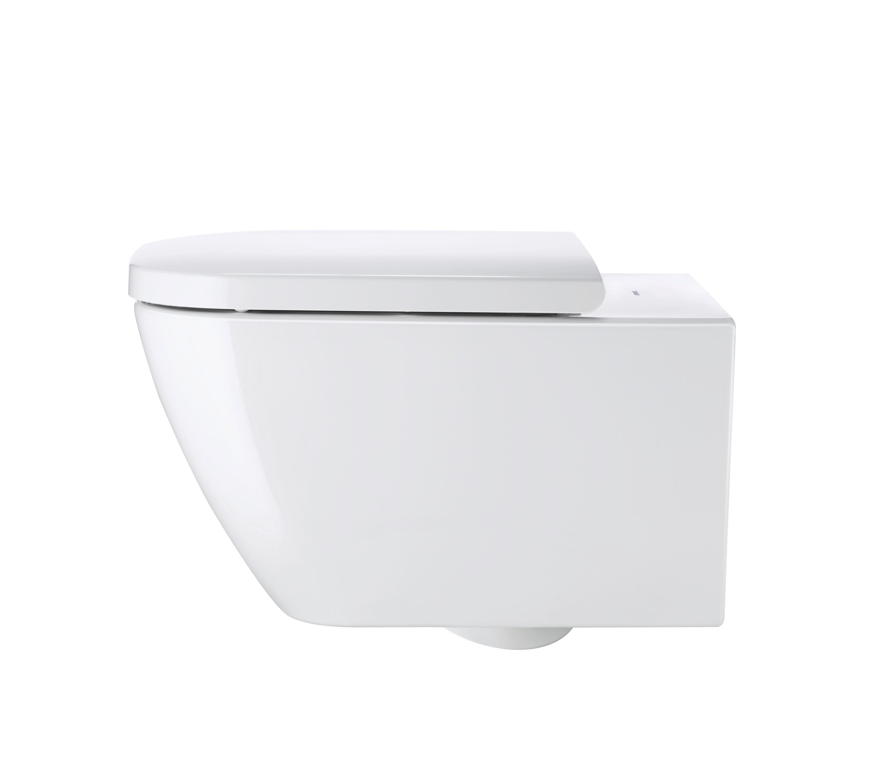 Happy D.2 1.6/0.8 GPF Dual Flush Rimless ADA Compliant Compact Elongated Wall Mounted Toilet in White - Seat, Actuator, and In-Wall Tank and Carrier Sold Separately