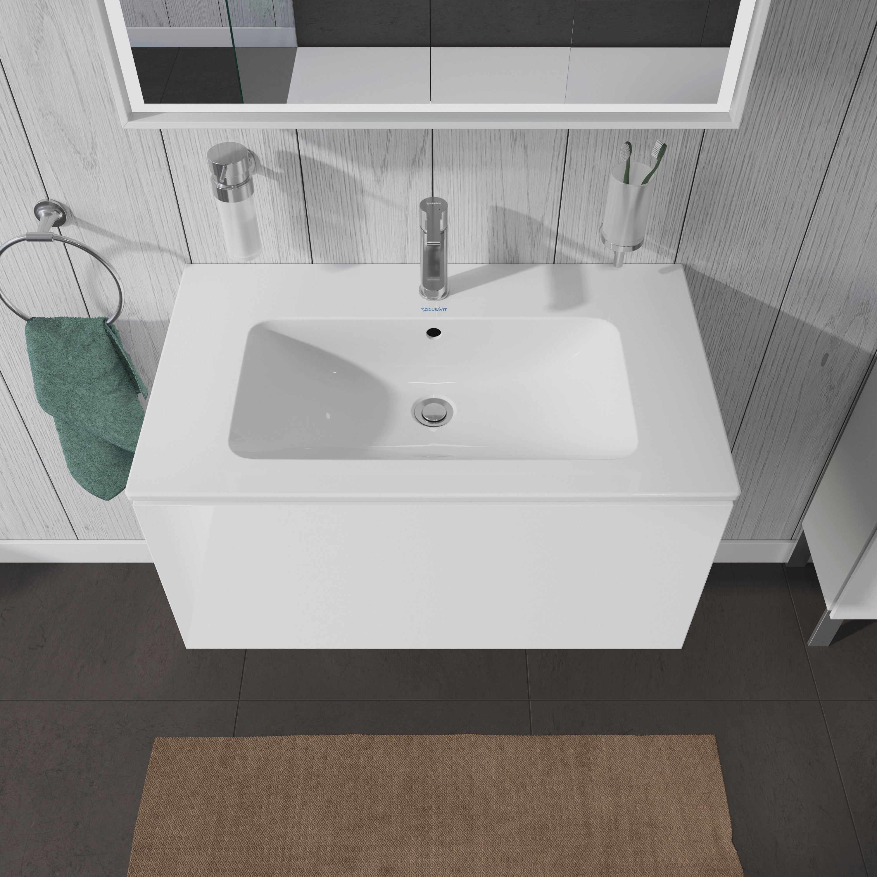 L-Cube 32 1/4" Wall Mount One Drawer Single Vanity Cabinet in High Gloss White, Sink Sold Separately