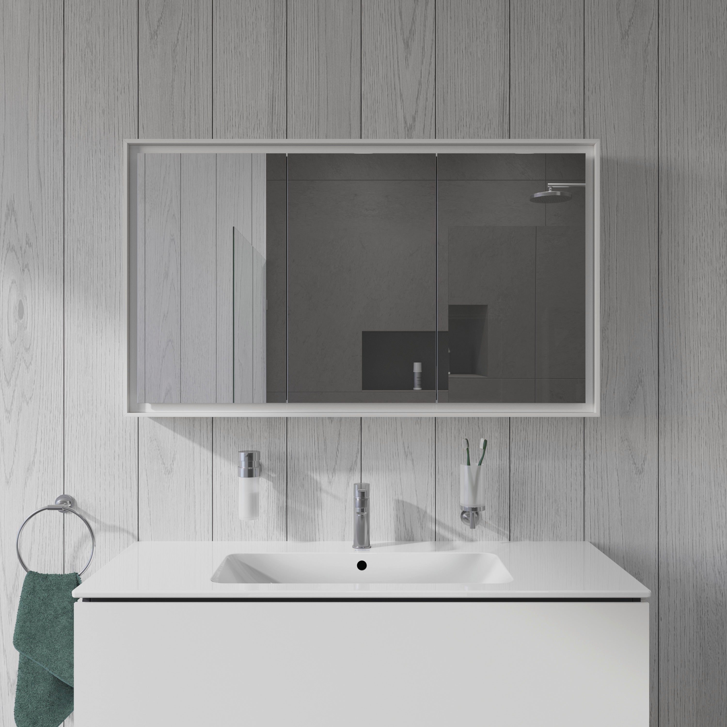 L-Cube 47 1/4" x27 1/2" 2 Left 1 Right Hinge 3 Door LED Rectangular Medicine Cabinet in Aluminum