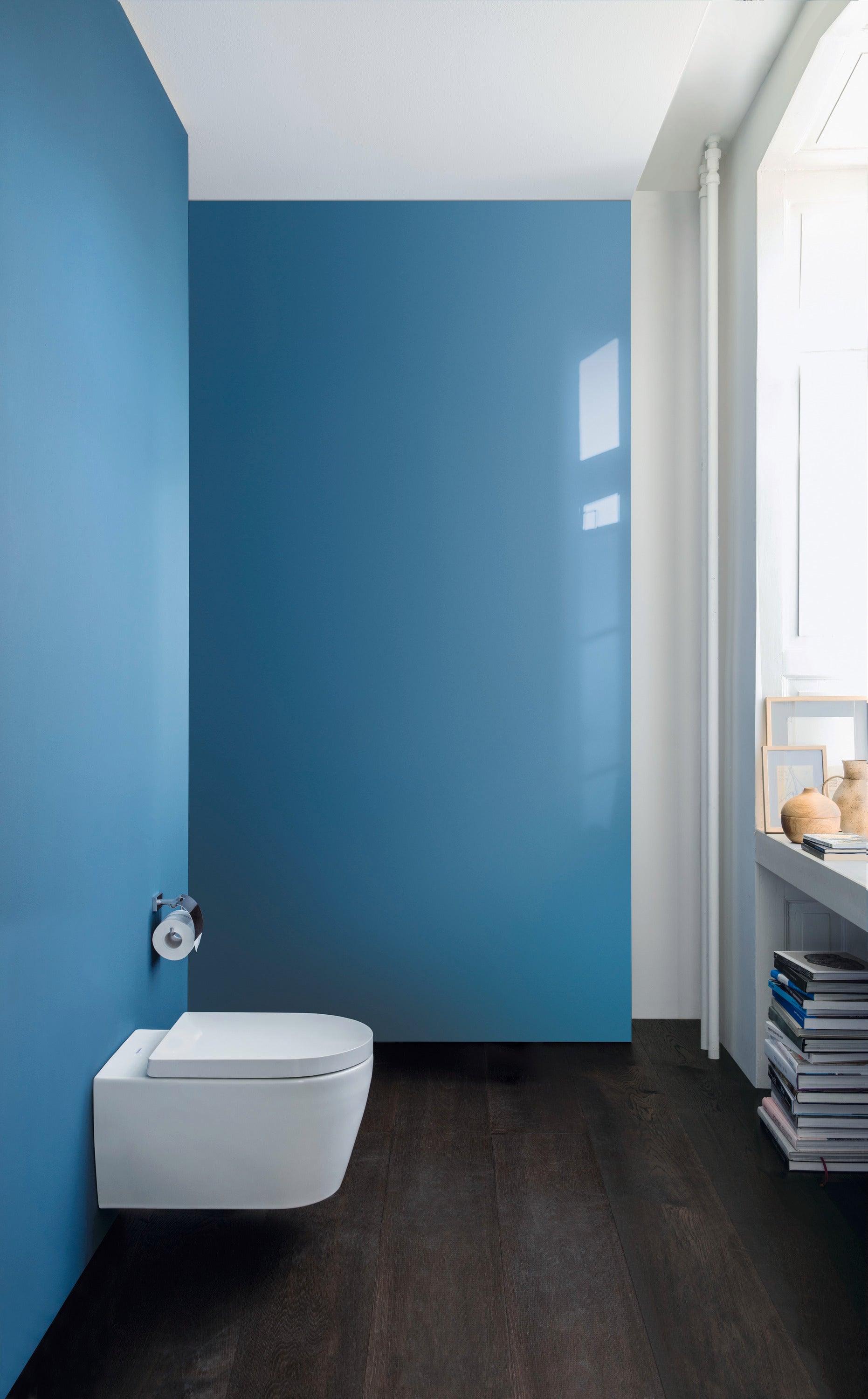 ME by Starck 1.28/0.8 GPF Dual Flush Rimless ADA Compliant Compact Elongated Wall Mounted Toilet in White
