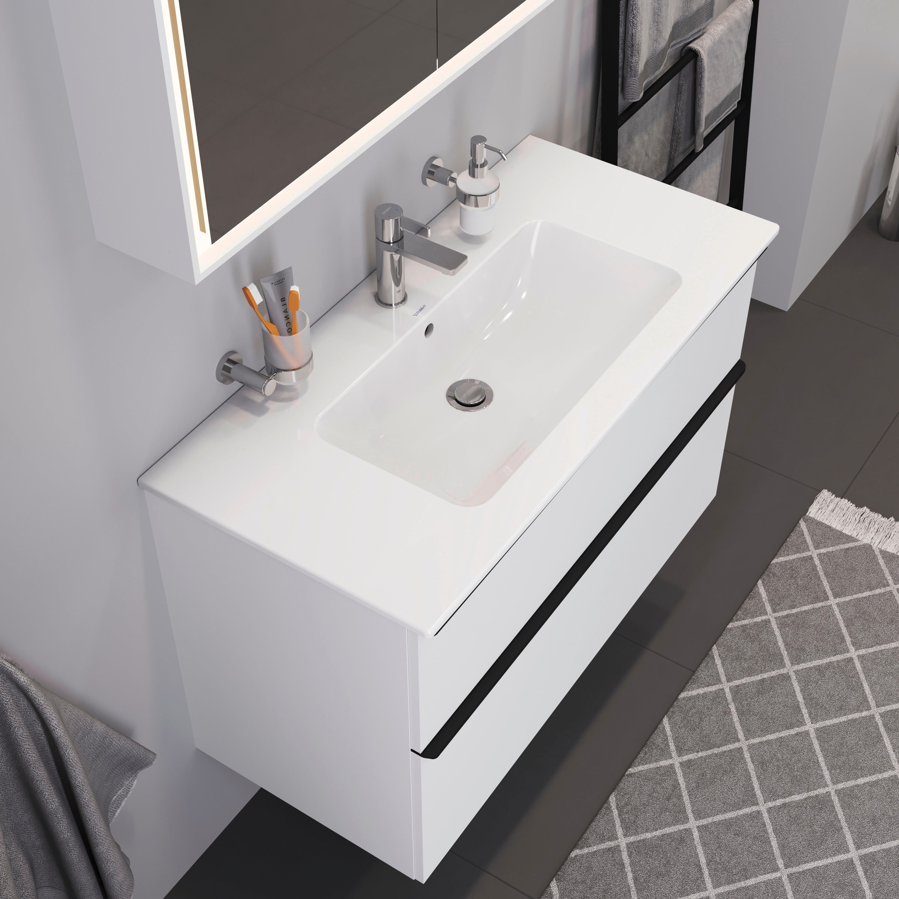 ME by Starck 40 1/2" Rectangular Wall Mounted Sink in White with Single Faucet Hole and with Overflow