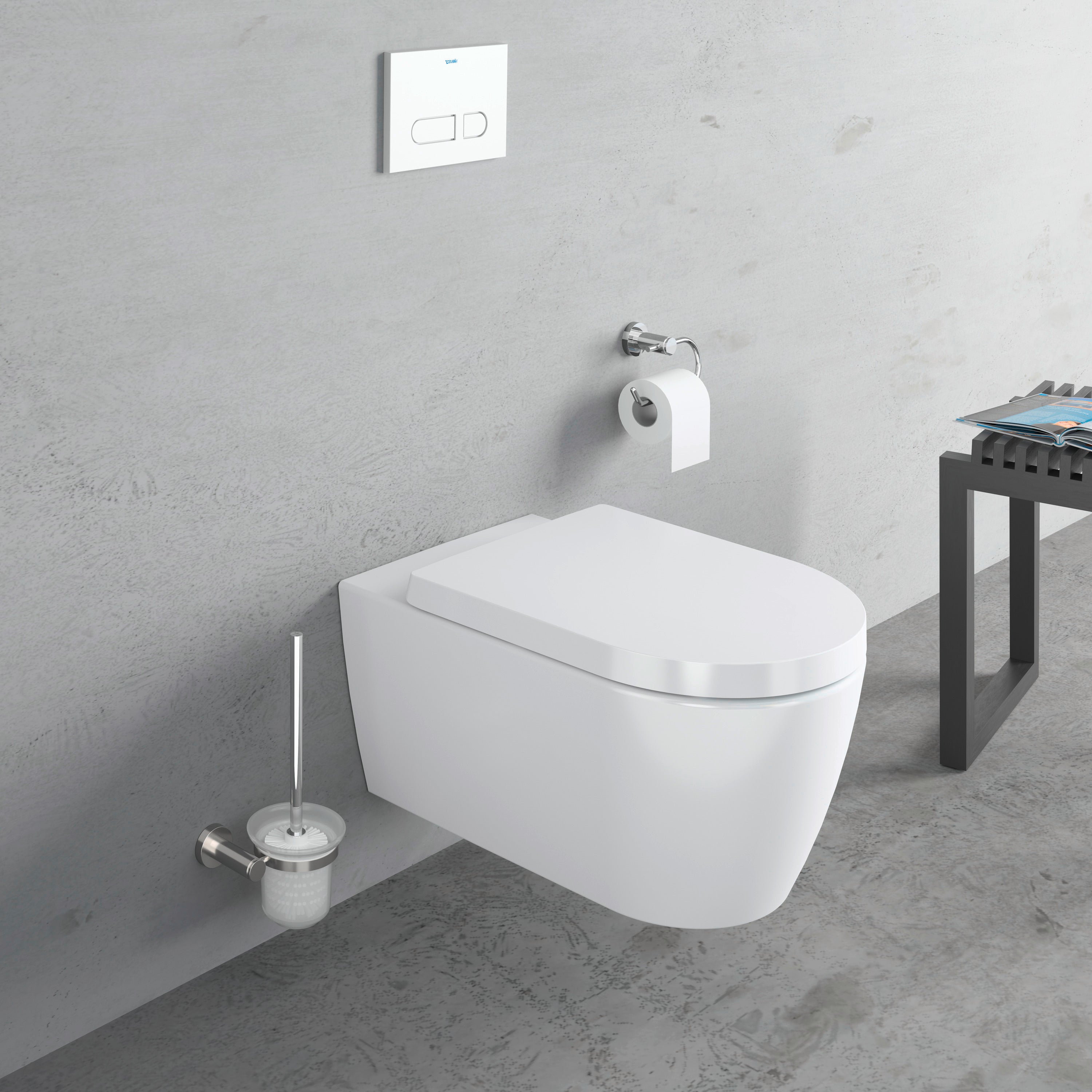 ME by Starck 1.28/0.8 GPF Dual Flush Rimless ADA Compliant Compact Elongated Wall Mounted Toilet in White