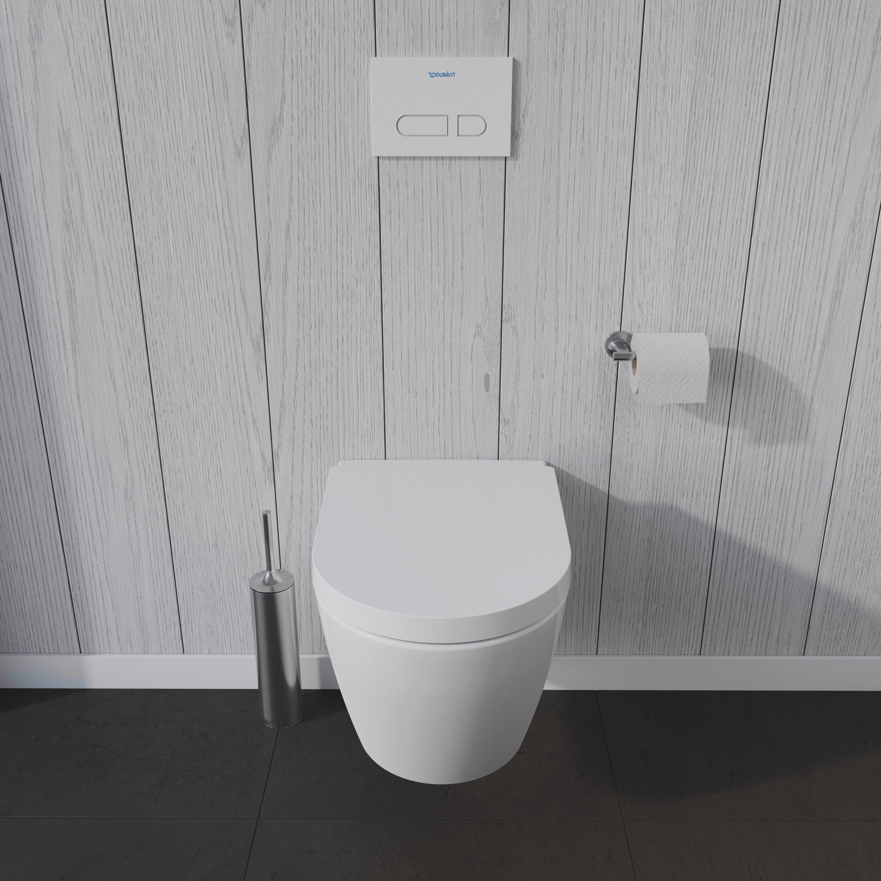 ME by Starck 1.28/0.8 GPF Dual Flush Rimless ADA Compliant Compact Elongated Wall Mounted Toilet in White