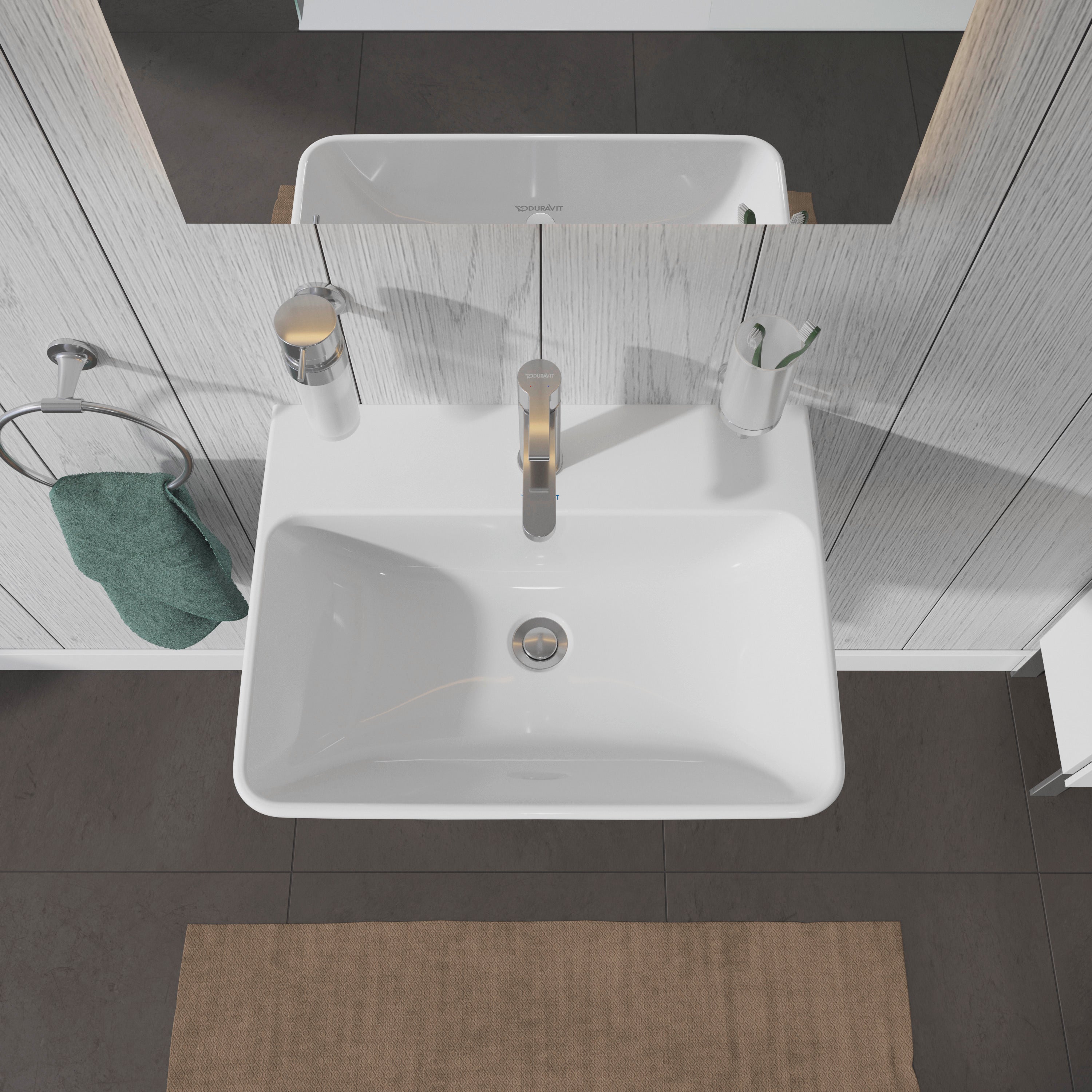 ME by Starck 23 5/8" Rectangular Wall Mounted Sink in White with Single Faucet Hole and with Overflow