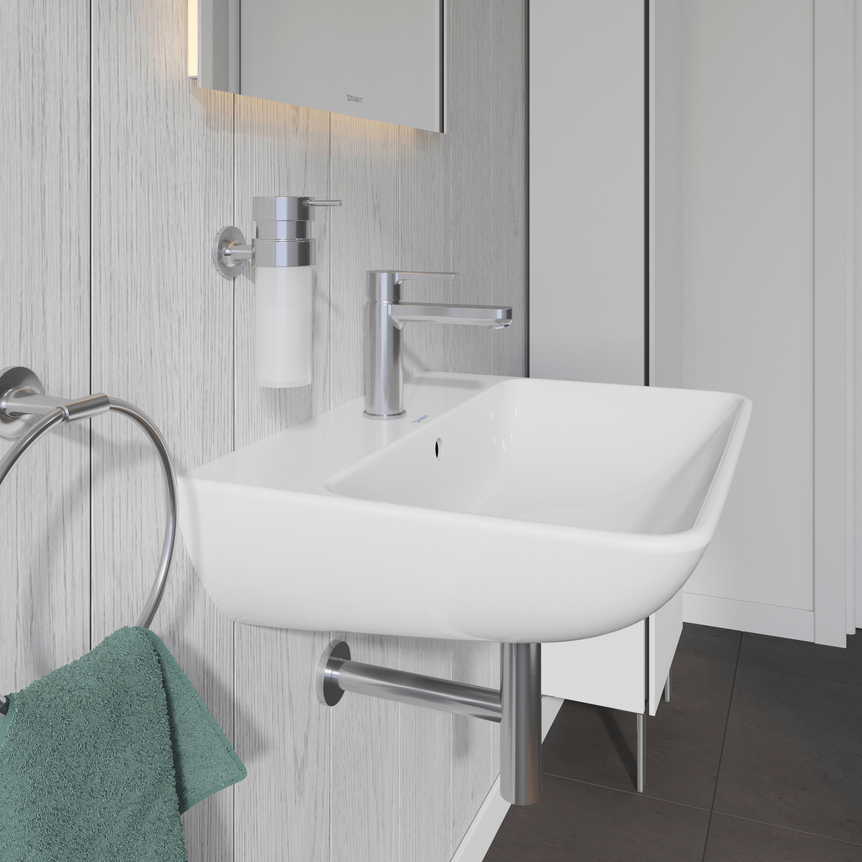 ME by Starck 23 5/8" Rectangular Wall Mounted Sink in White with Single Faucet Hole and with Overflow