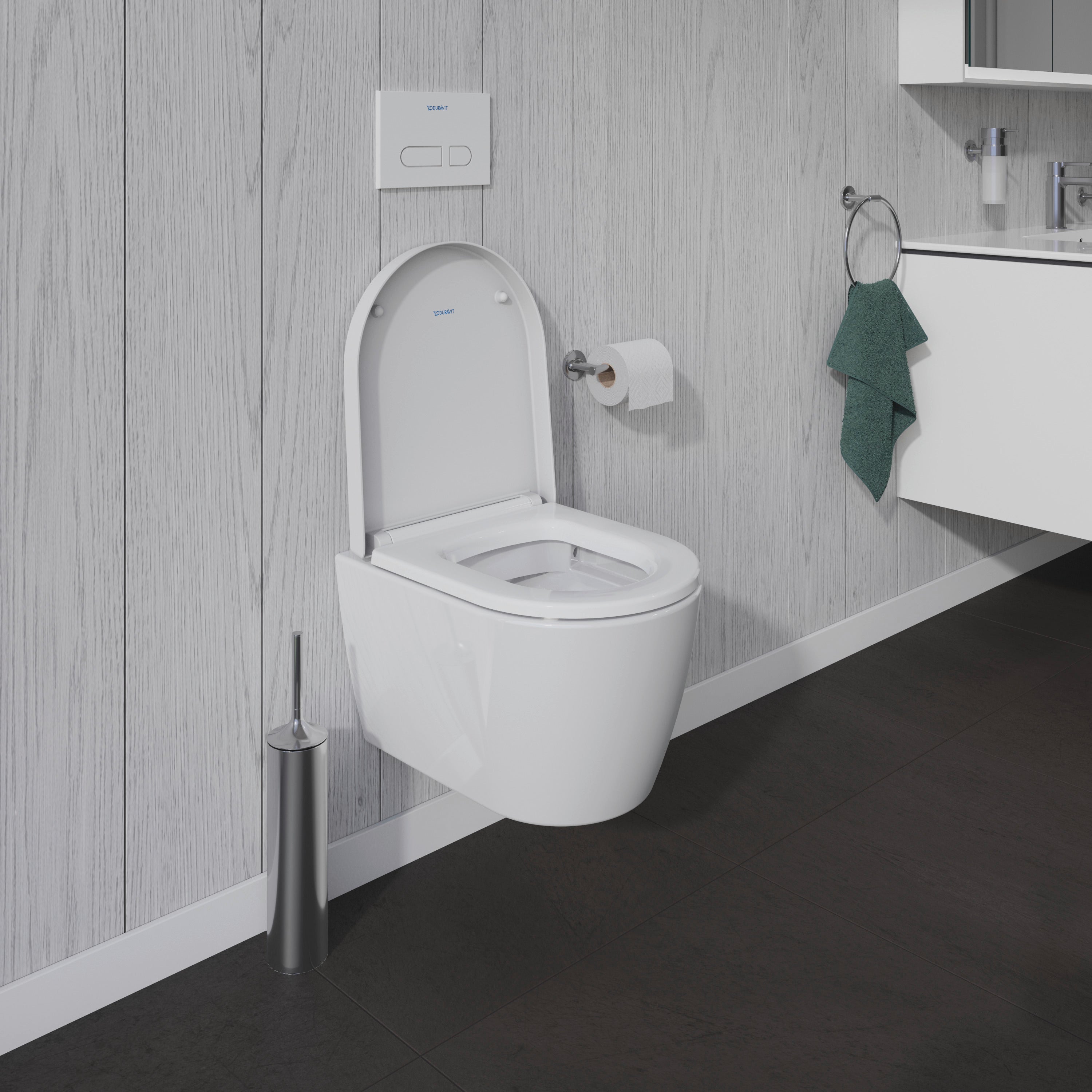 ME by Starck 1.28/0.8 GPF Dual Flush Rimless ADA Compliant Round Wall Mounted Toilet in White - Seat, Actuator, and In-Wall Tank and Carrier Sold Separately