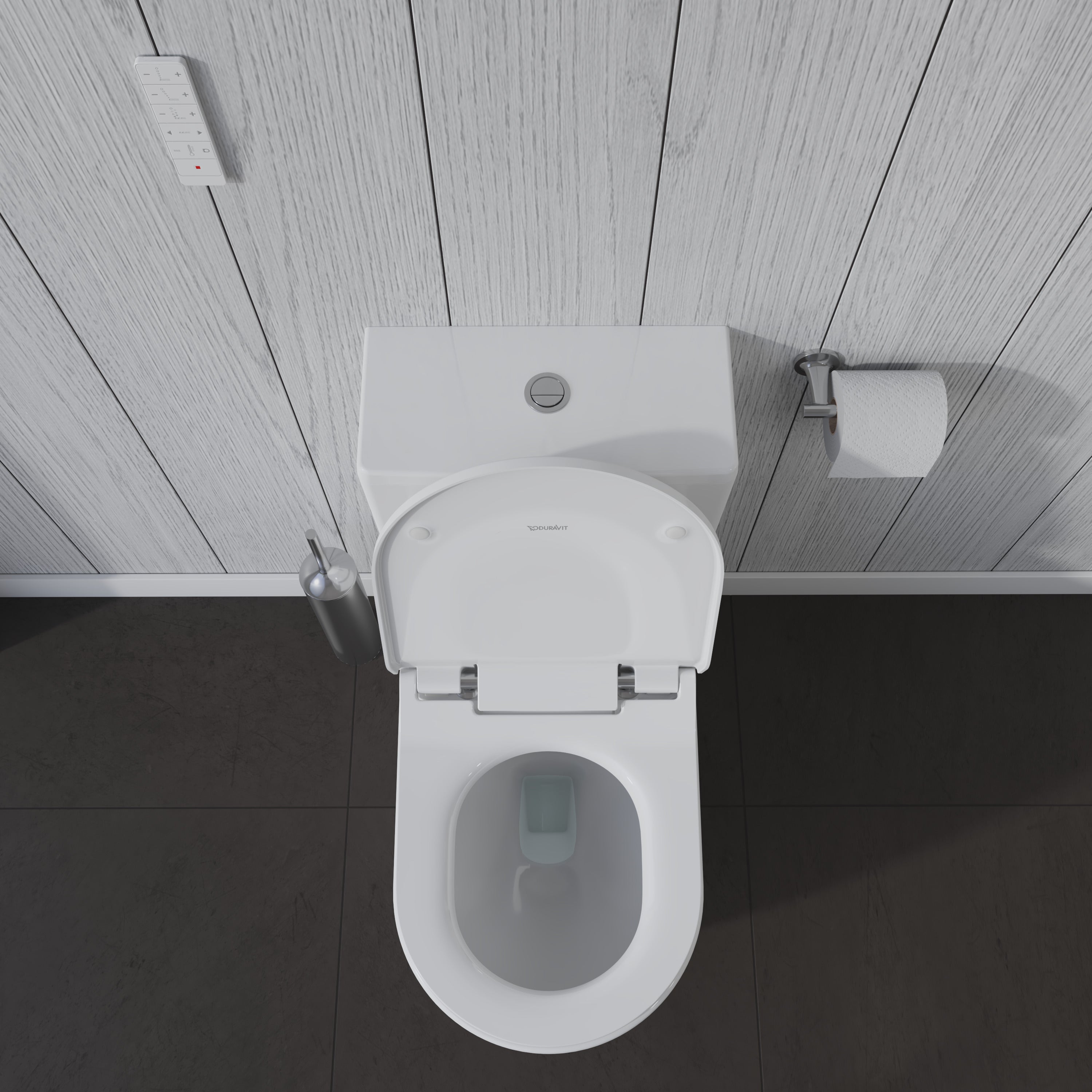 ME by Starck 1.32/0.92 GPF Dual Flush Elongated Two Piece Toilet in White, Top Push Button Flush - Seat Included