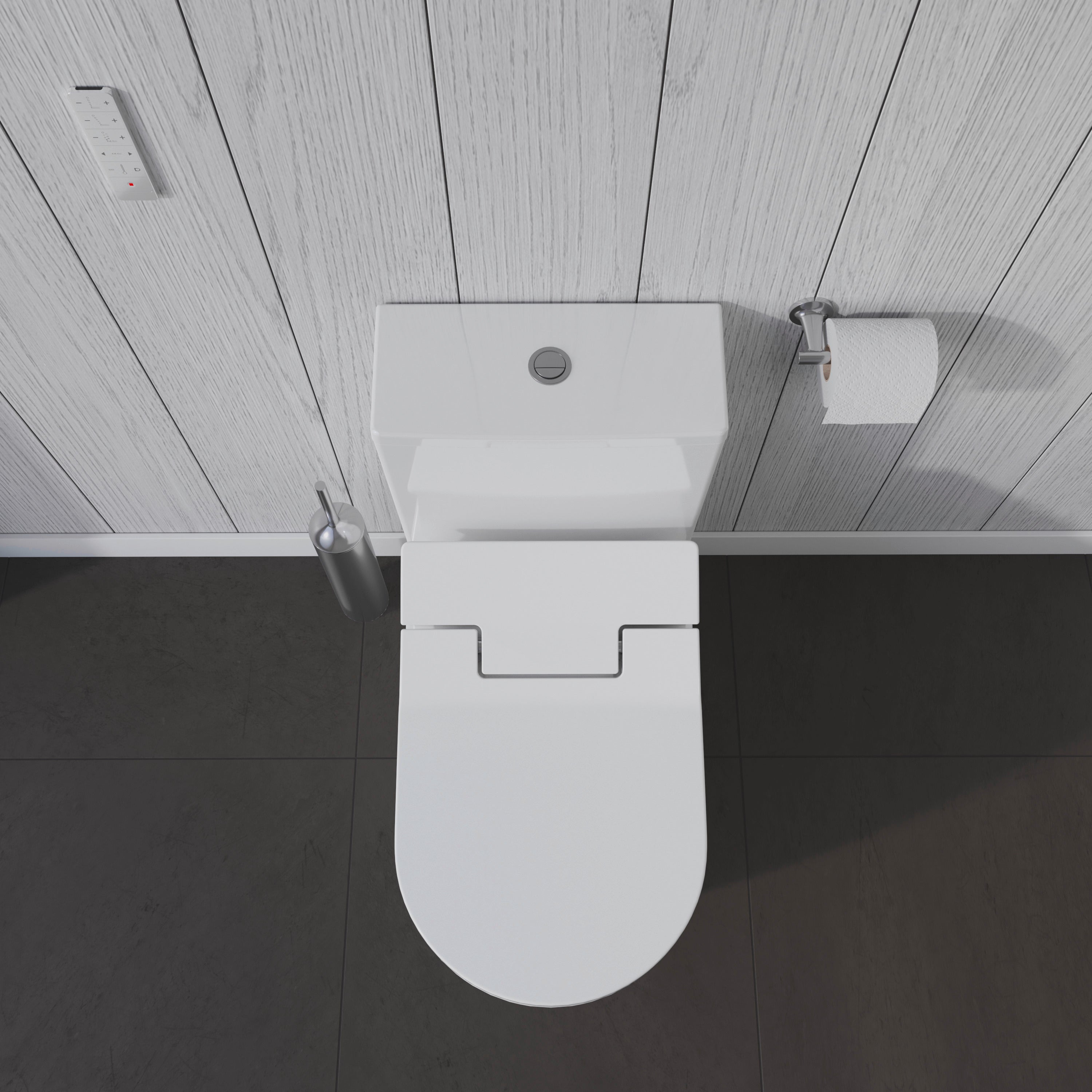 ME by Starck 1.32/0.92 GPF Dual Flush Rimless Elongated One Piece Toilet in White, Top Push Button Flush - Seat Included